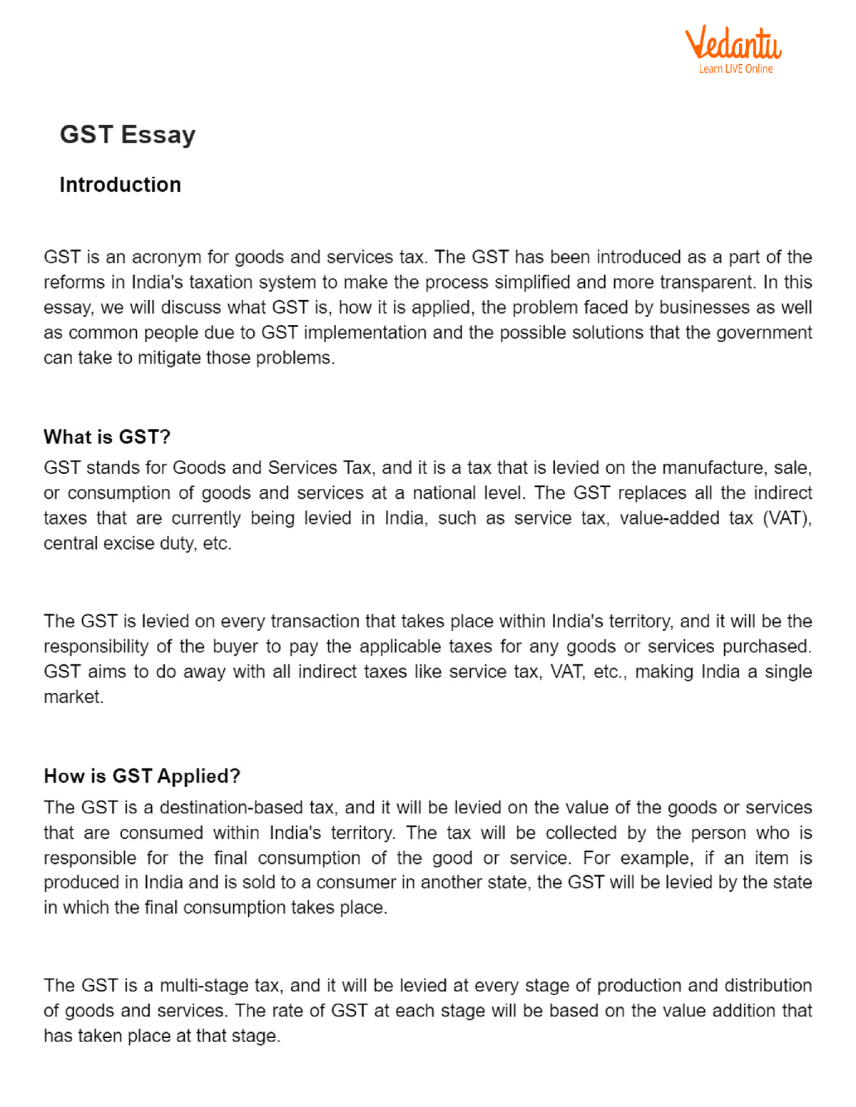 essay on service tax