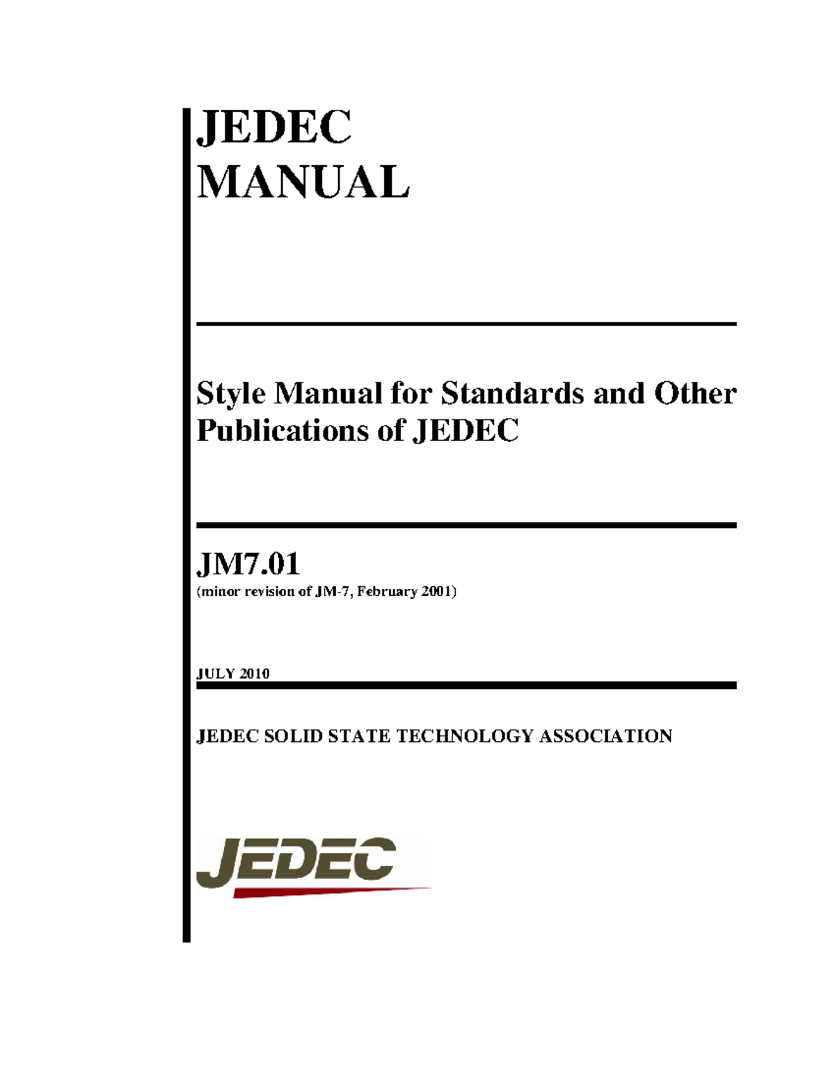 Jedec JEDEC MANUAL Style Manual for Standards and Other Publications