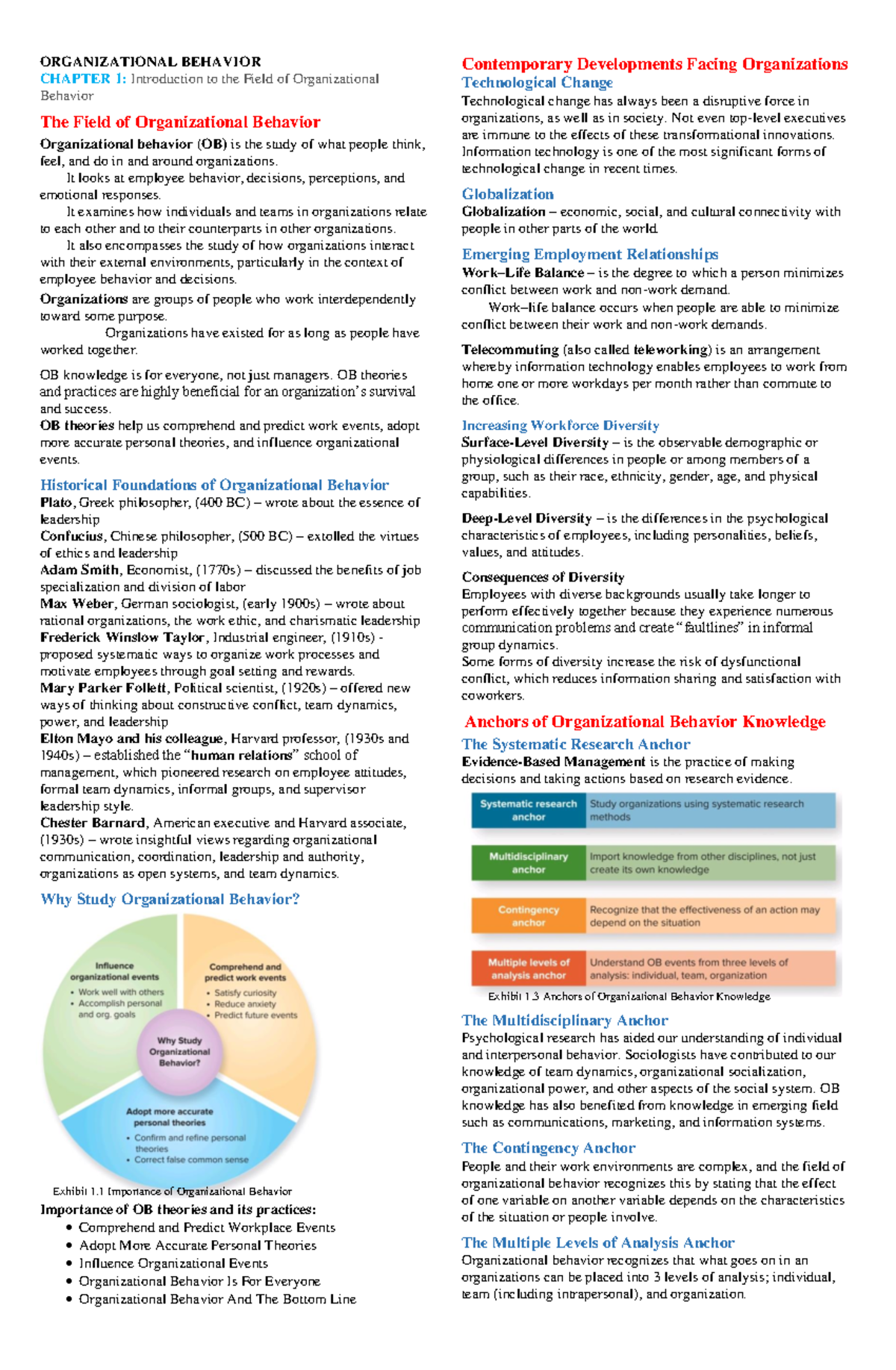 ORG-BEH-CH123 - ORGANIZATIONAL BEHAVIOR CHAPTER 1: Introduction to the ...
