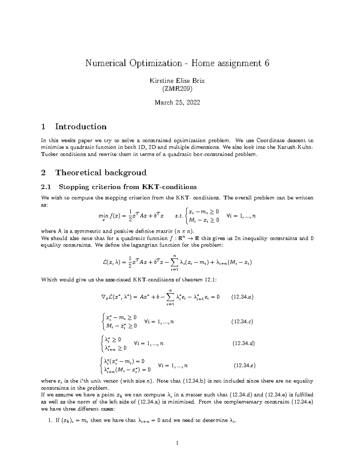 Assignment 6 - Numerical Optimization - Home assignment 6 Kirstine ...