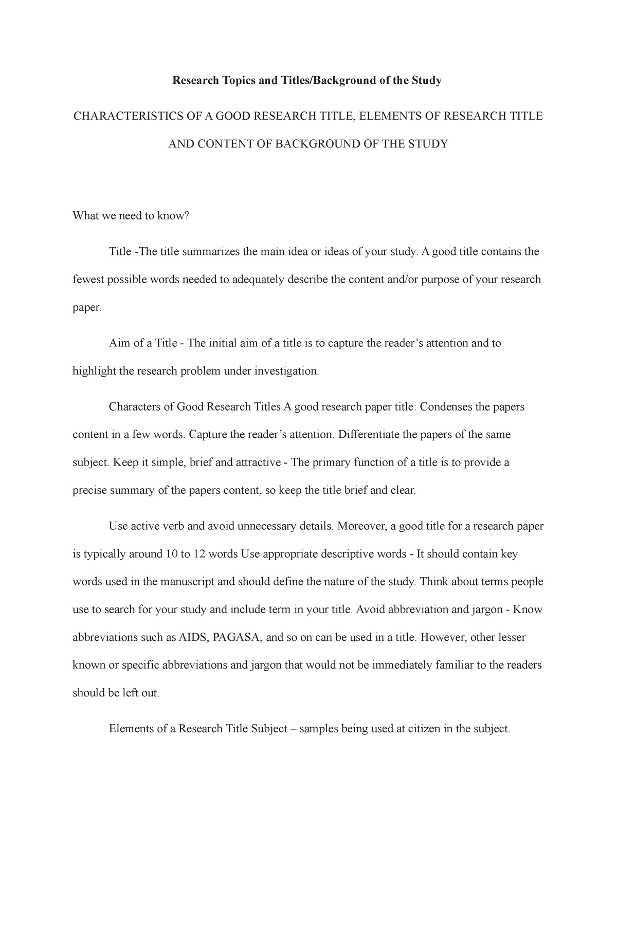 What Are The Characteristics Of A Good Research Title Write Them In A Petal Map