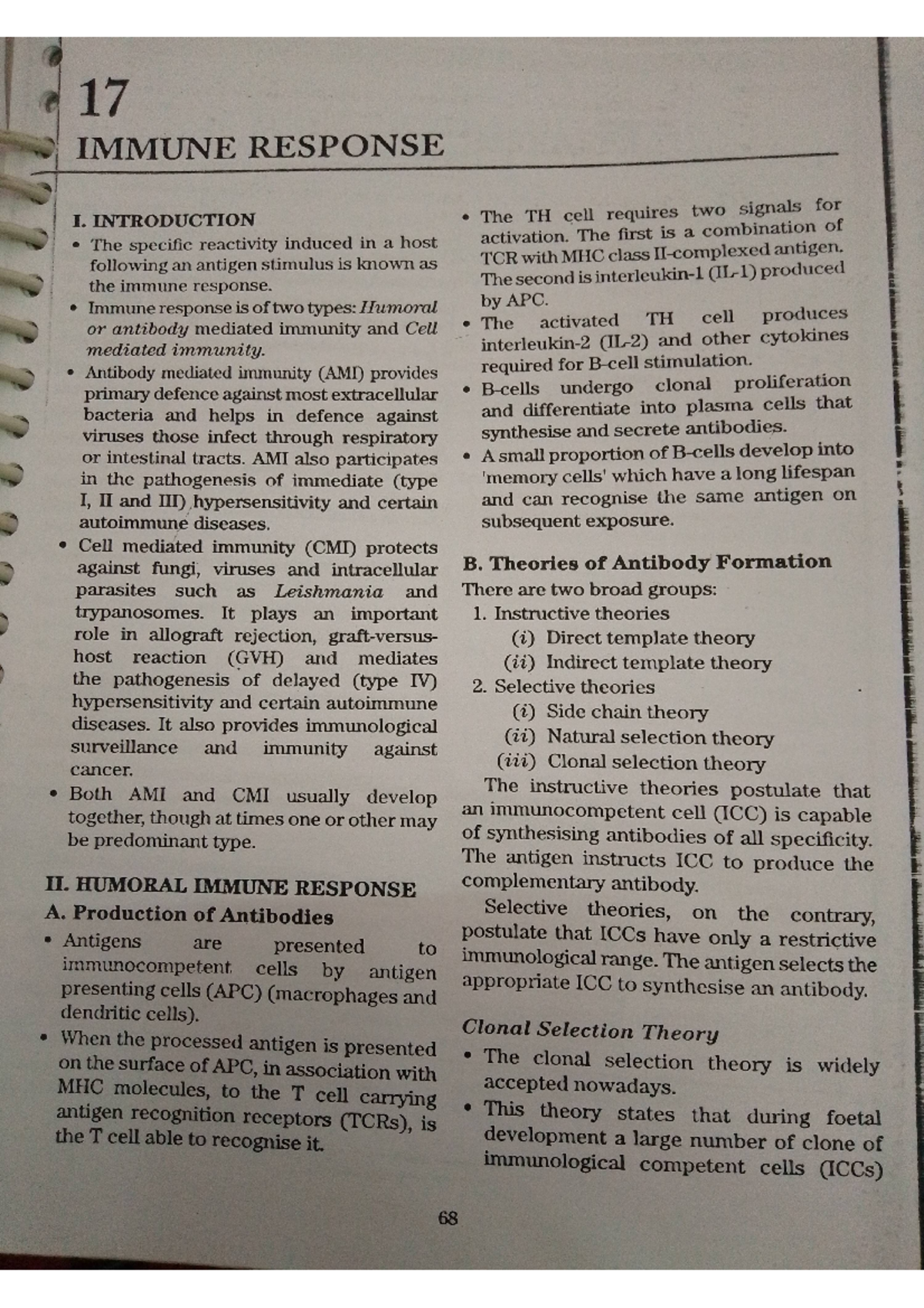 Immune Response - basic notes - Bsc Medical lab Technology - Studocu