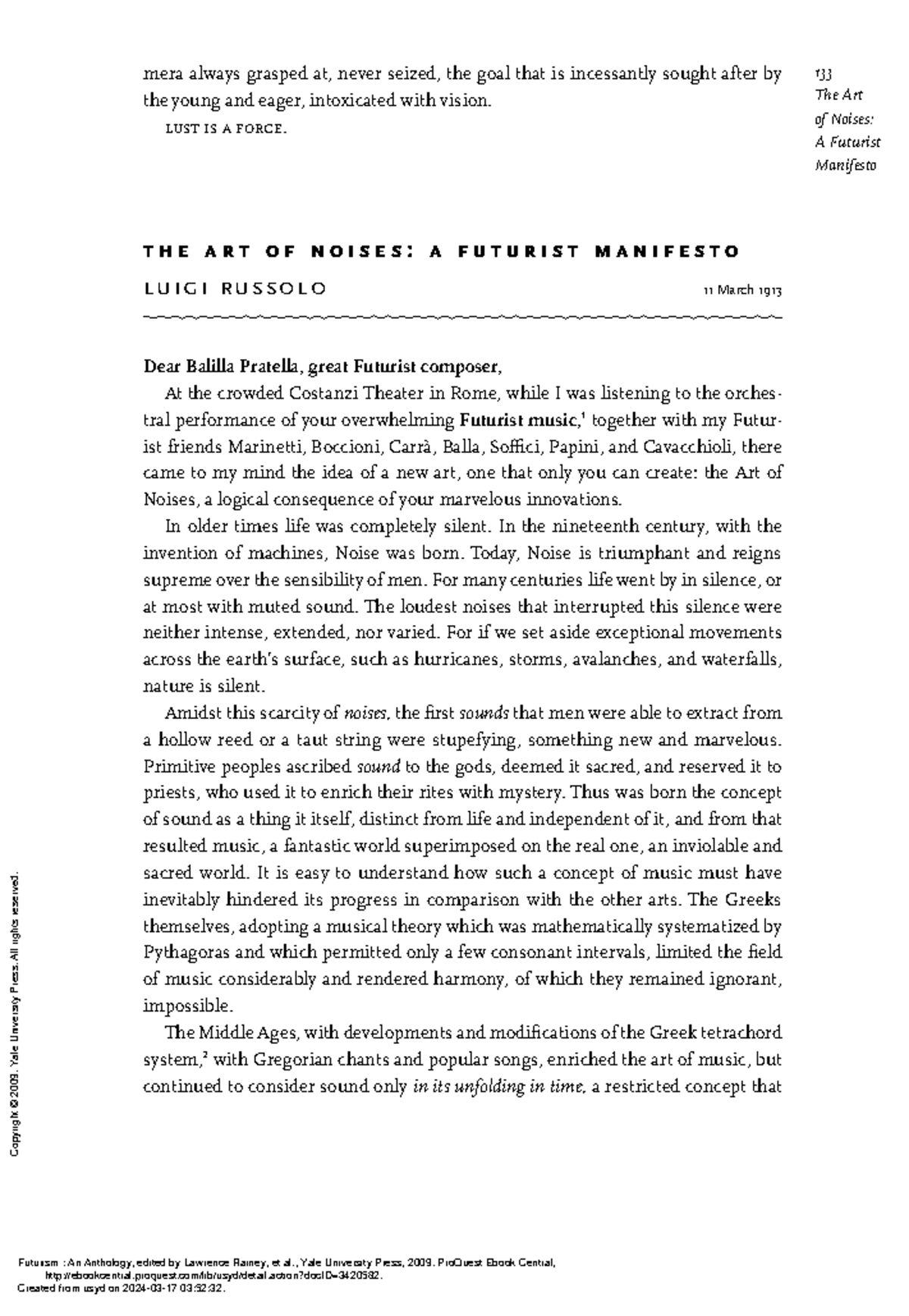 Futurism An Anthology - (The Art of Noises A Futurist Manifesto %281913 ...