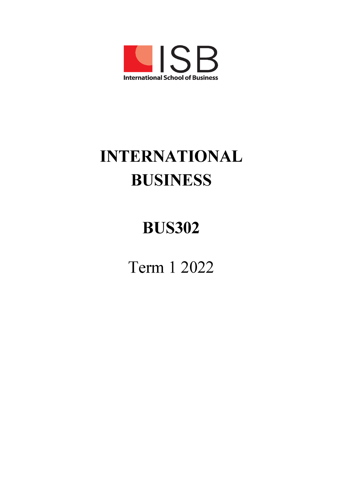 BUS302WSU IB Learning Guide T122 Mr. Adam Briffett - INTERNATIONAL ...