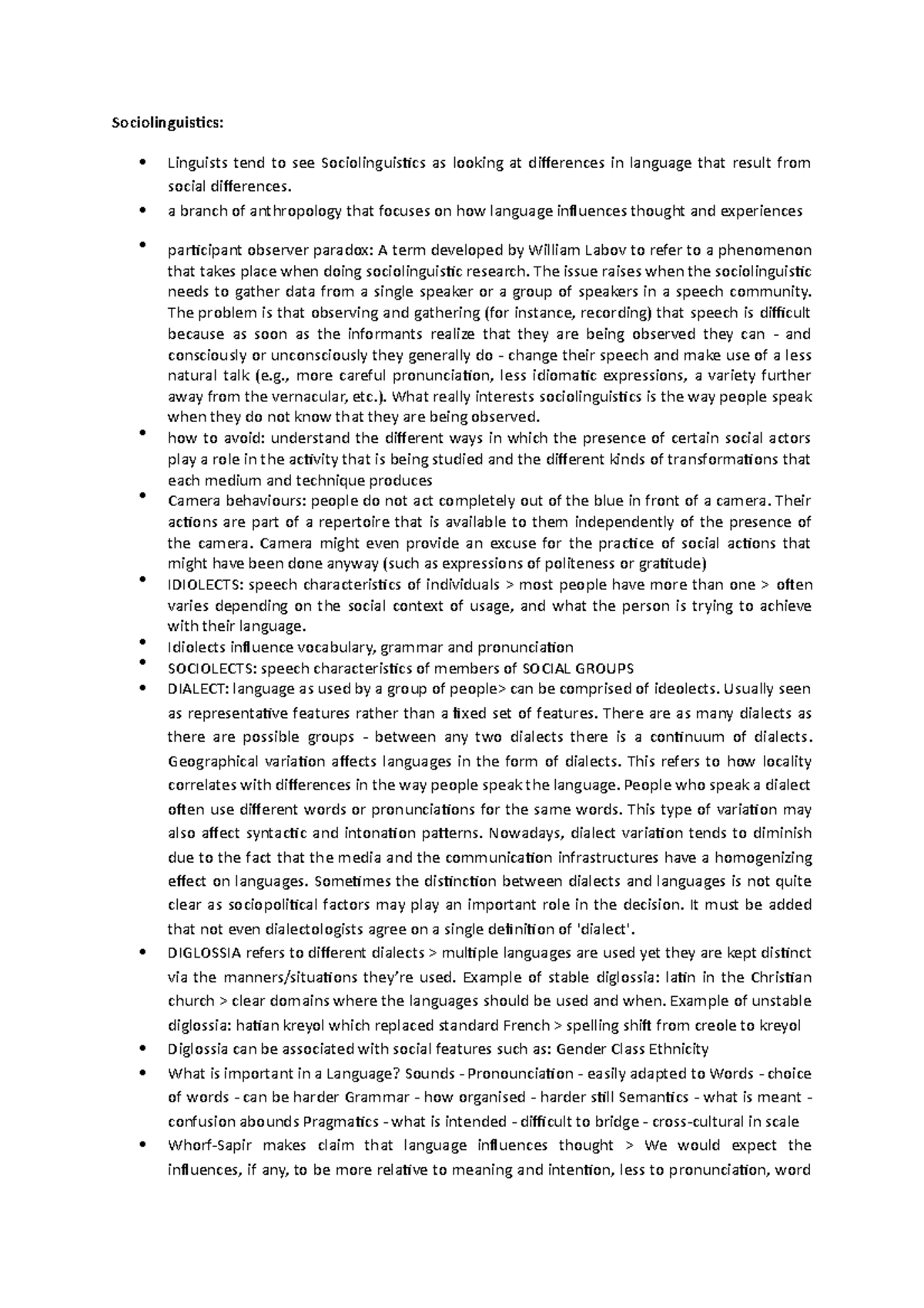 Sociolinguistics notes - Sociolinguistics: Linguists tend to see - Studocu