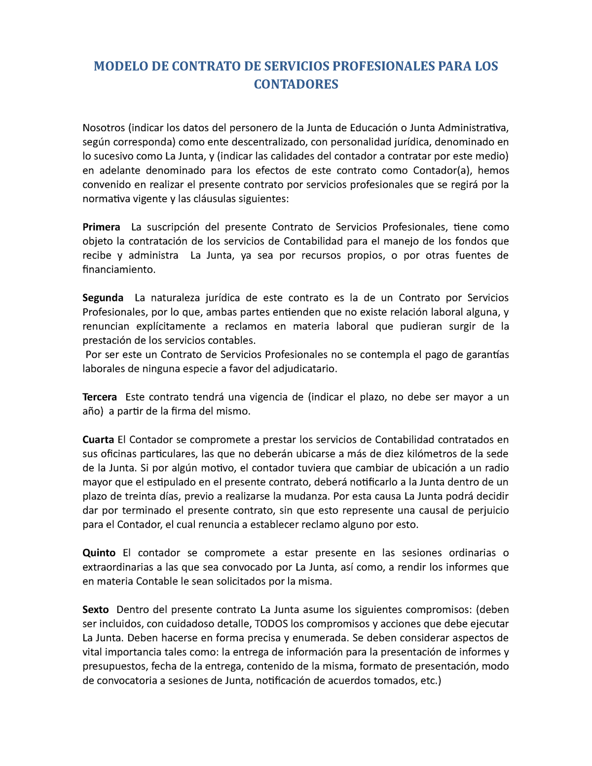 386384314 Modelo De Contrato Contadores 2014 Modelo De Contrato De Servicios Profesionales 6412