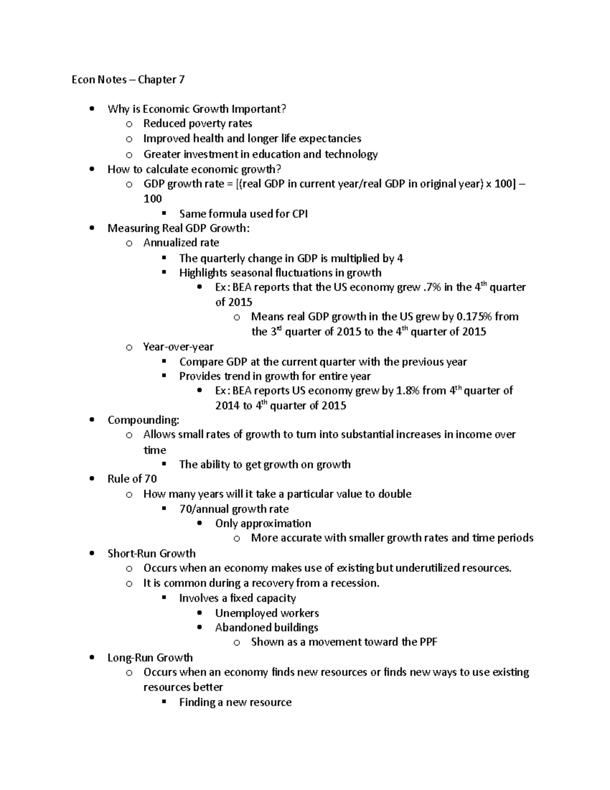 ECO 2013 Notes – Chapter 7 - Econ Notes – Chapter 7 Why Is Economic ...