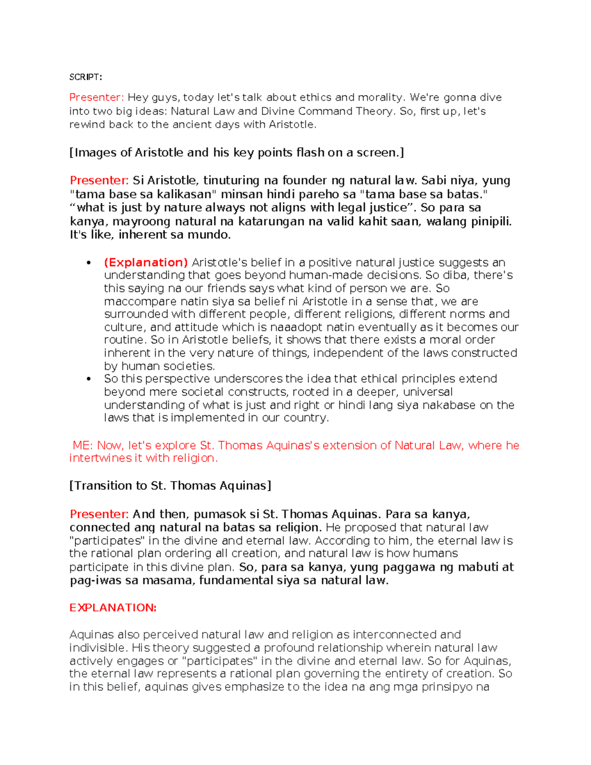 Script- Ethicsfinal - .... - SCRIPT: Presenter: Hey guys, today let's ...
