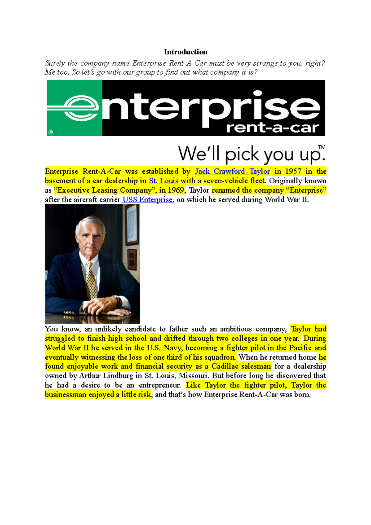 Introduction HRM - Case study_Rent A Car - Introduction Surely the ...