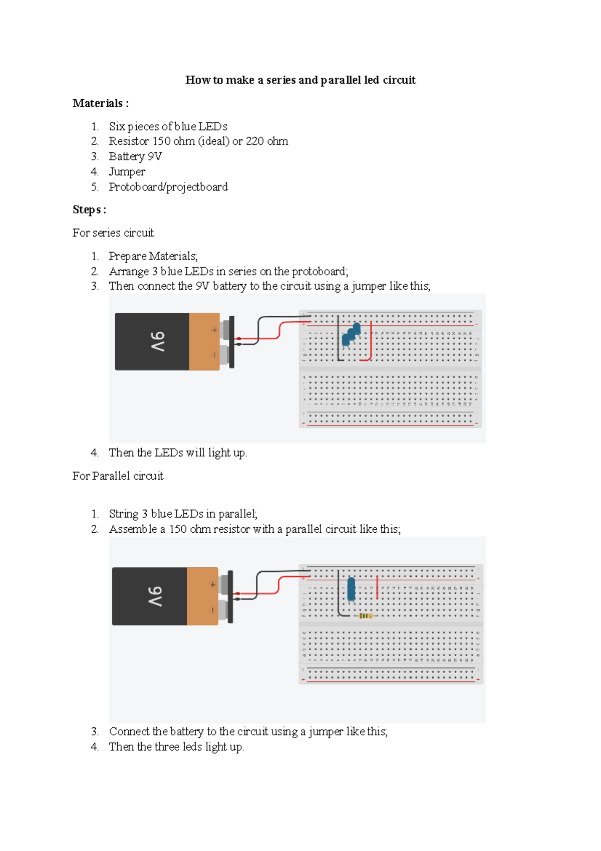 How to make a series and parallel led circuit - How to make a series ...