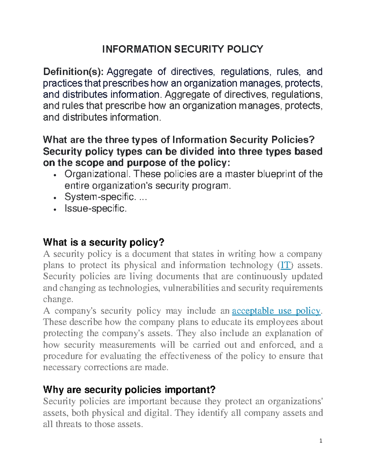 Lecture Note1 Definitions Key Elements Of An Information Security 