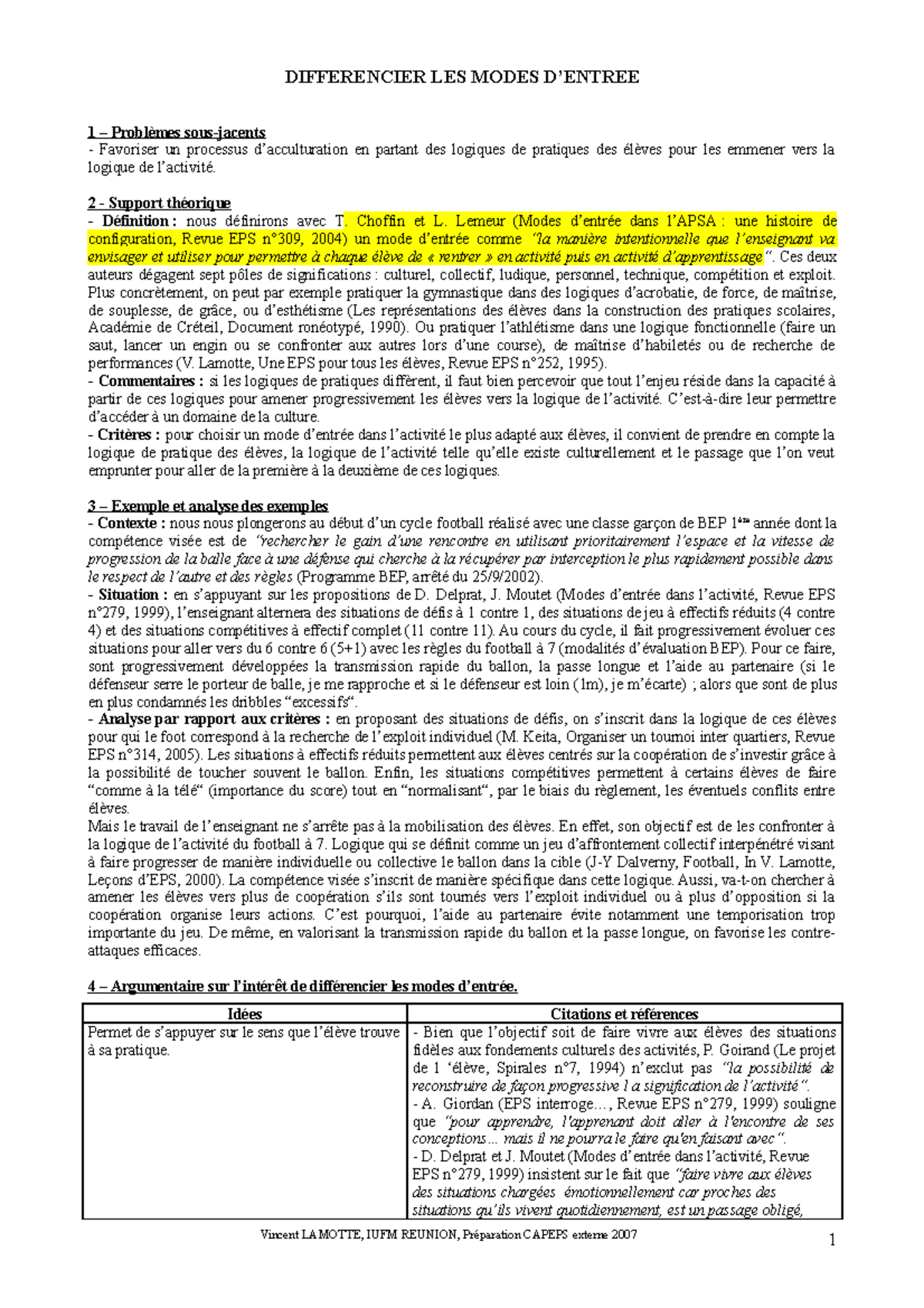 Diff Modes Entre E - Préparation CAPEPS Ecrit 2 (bloc Argumentaire ...