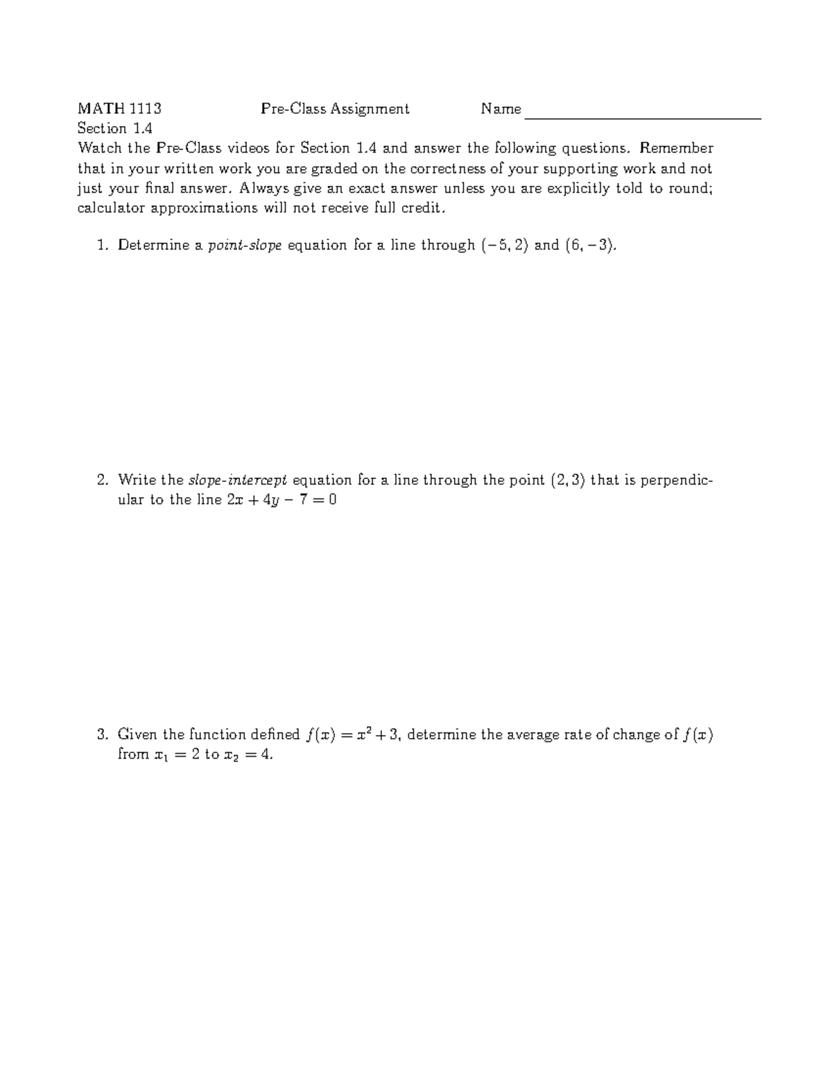 math medic pre calc lesson 1.1 homework