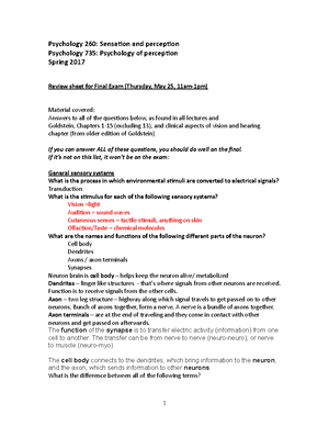 Exam 3 Review Sheet - Psychology 260: Sensation and Perception ...