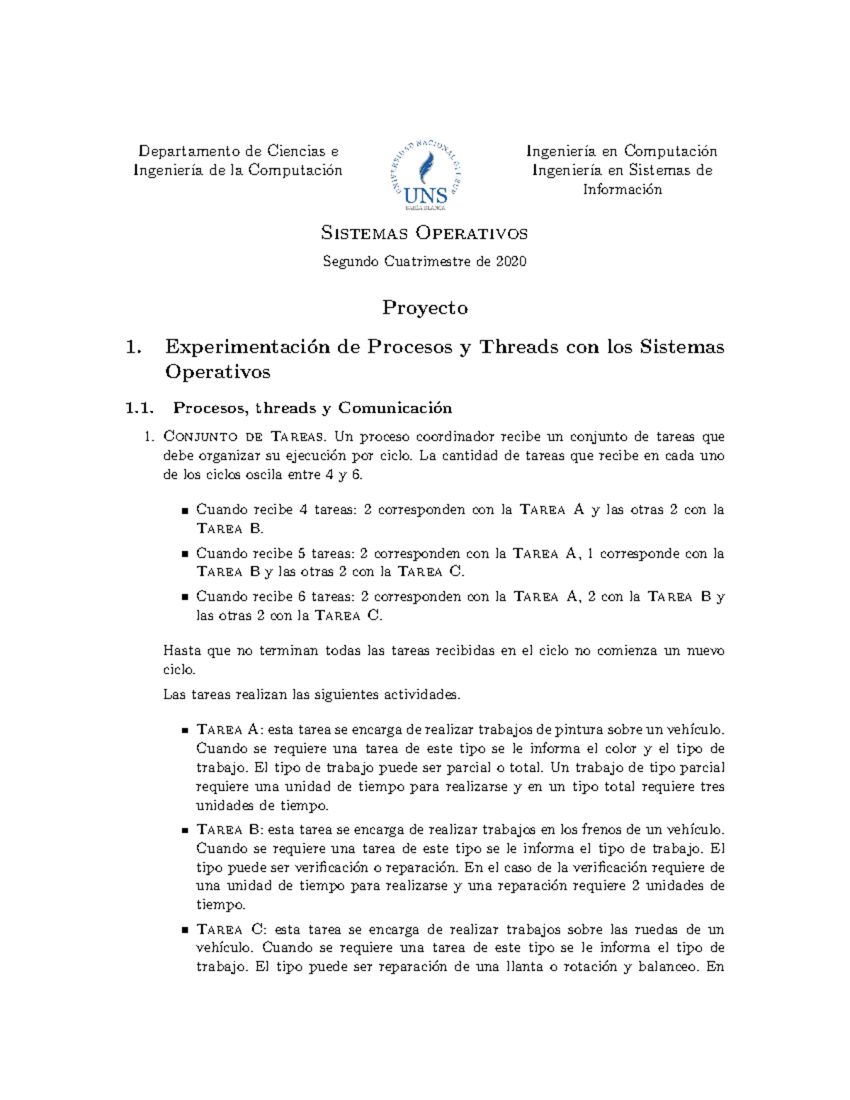 Proyecto 1 - Tarea De Sistemas - Departamento De Ciencias E Ingenier ...