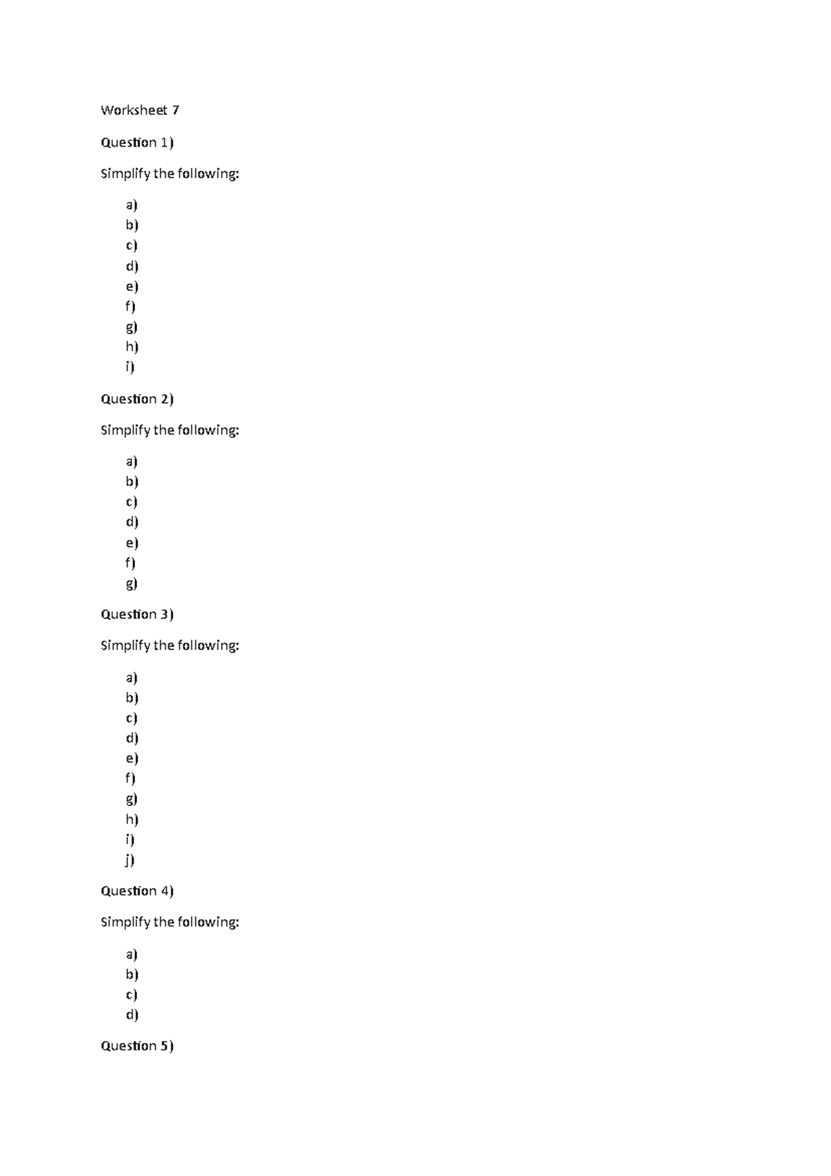 Worksheet 7 - Roots, Surds, Radical Equations and 2D Angles - MATH1013 ...