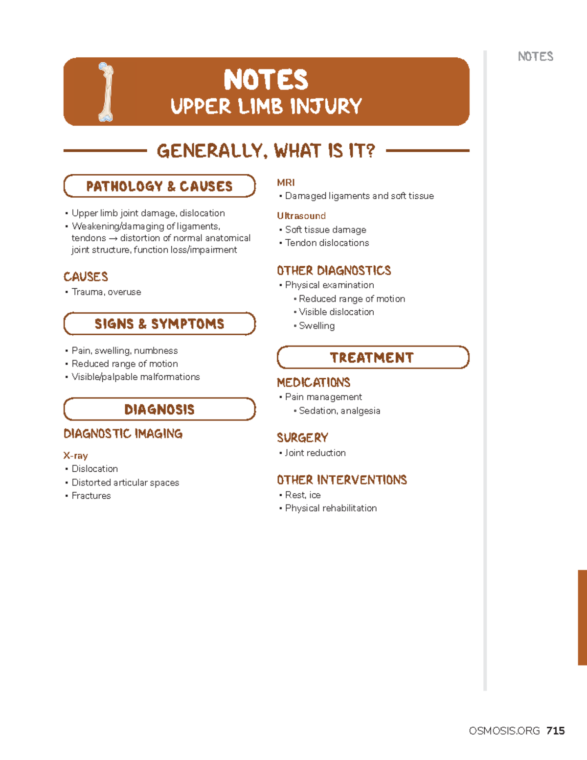Upper limb injury - musculoskeletal course -MEDICINE - NOTES NOTES ...