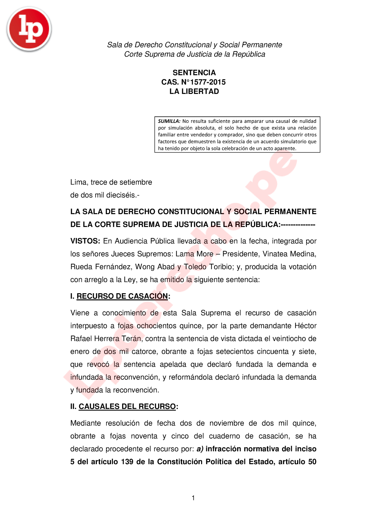 Cas - Sentencia - Corte Suprema De Justicia De La República SENTENCIA ...