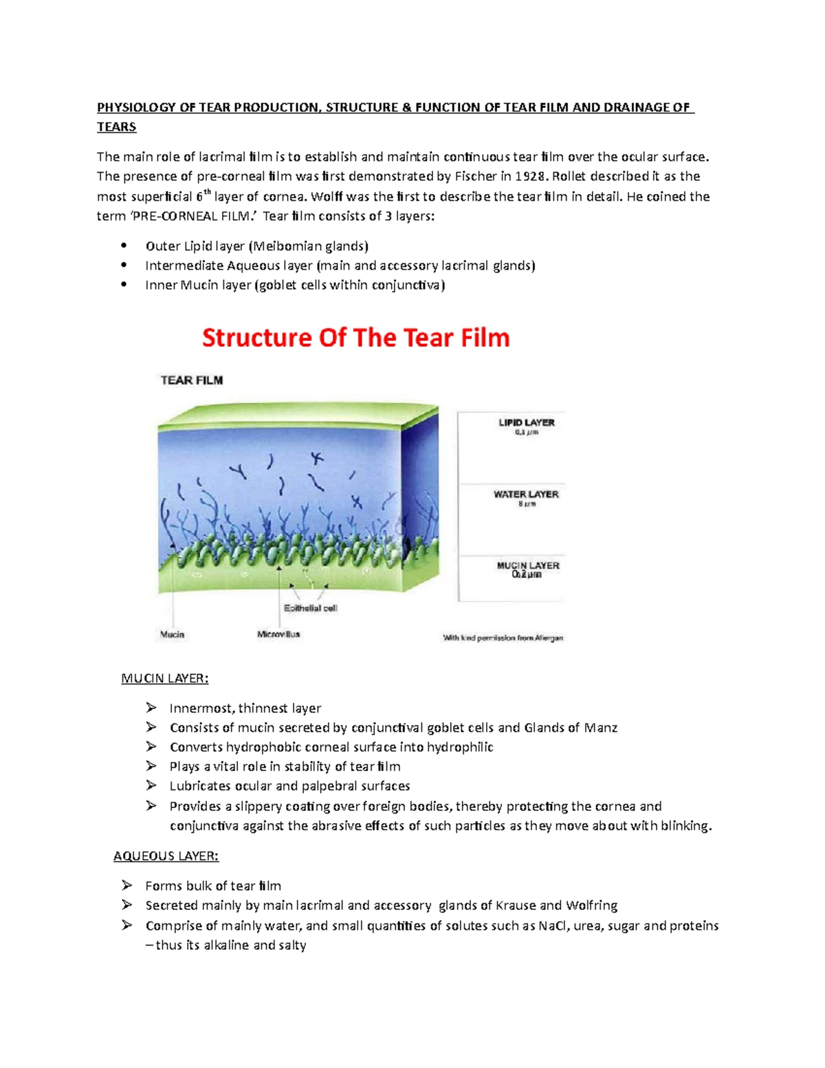 Anatomy And Physiology Of Tear Production PHYSIOLOGY OF TEAR 