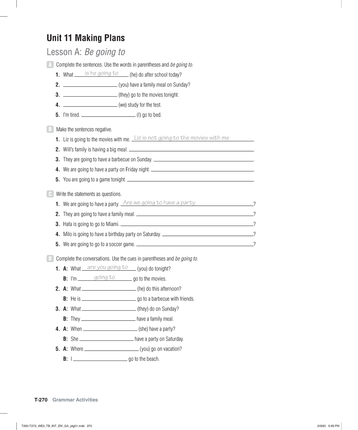 World English 3e Level Intro Grammar Activities Unit 11 Lesson A T 270 Grammar Activities Unit 4216