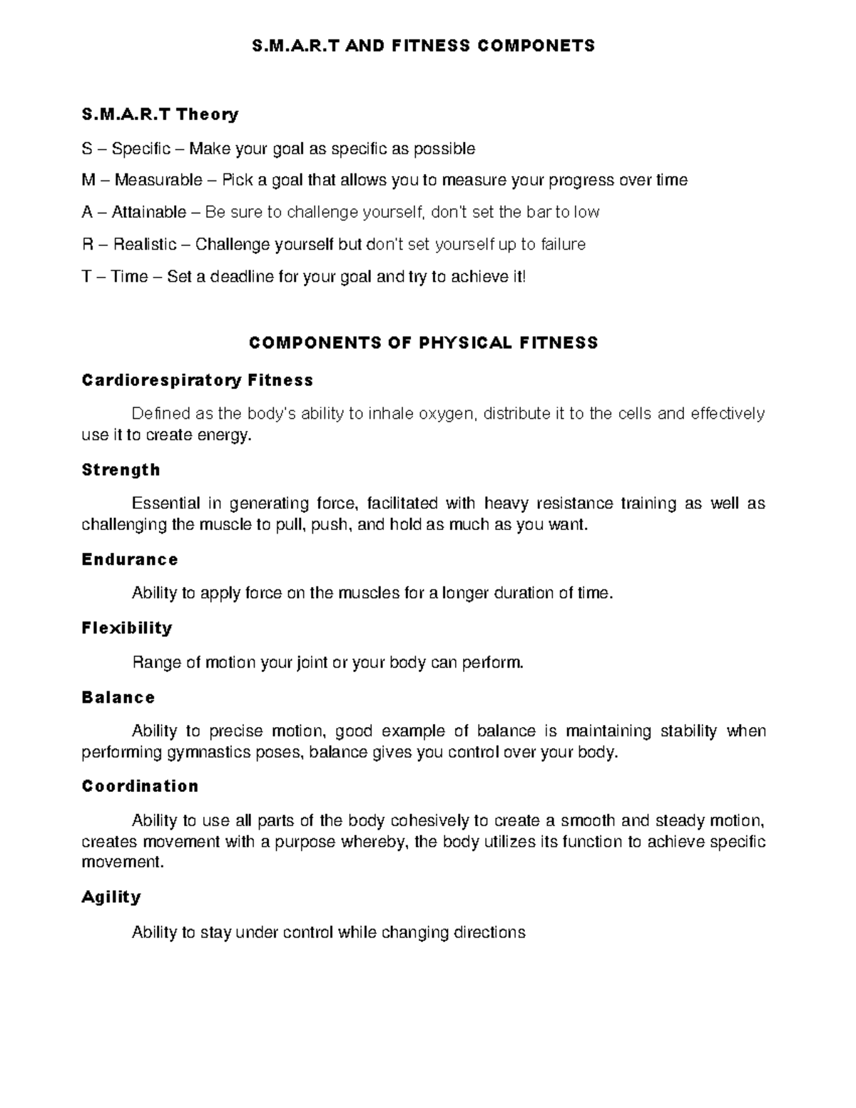 S.M.A.R.T AND Fitness S.M.A.R AND FITNESS S.M.A.R