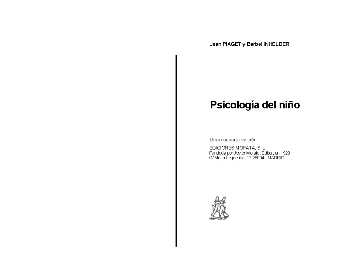 Psicología DEL NIÑO- Piaget- Inhelder.pdf · version 1 - Jean PIAGET y ...
