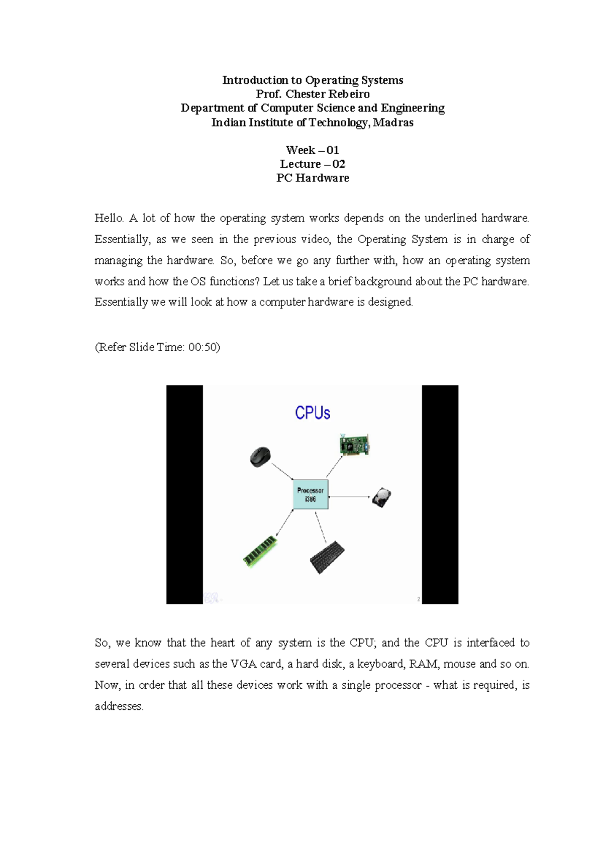 Lec3 - Notes - Introduction To Operating Systems Prof. Chester Rebeiro ...