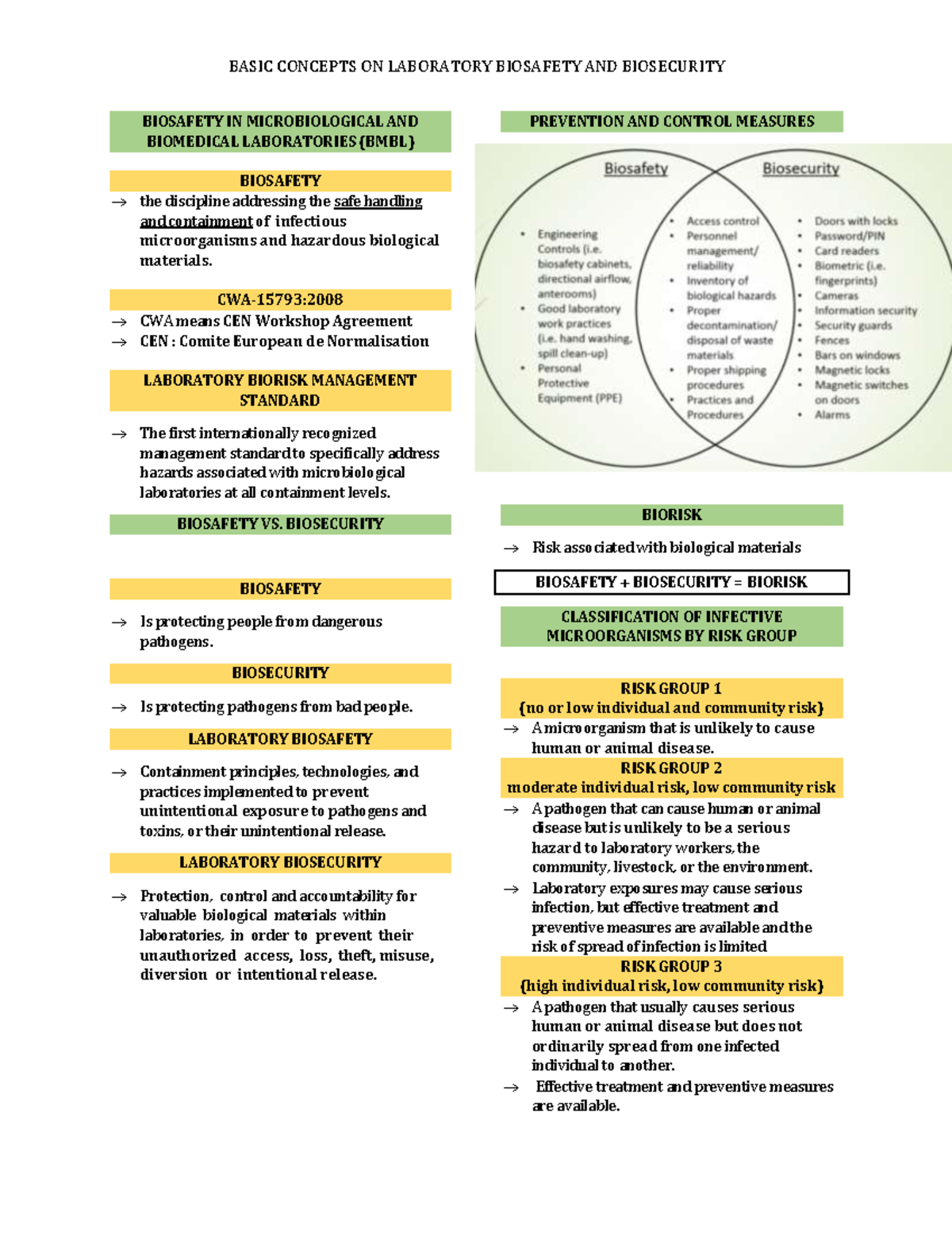 Basic Concept OF Biosafety AND Biosecurity Reviewer PDF - BIOSAFETY IN ...