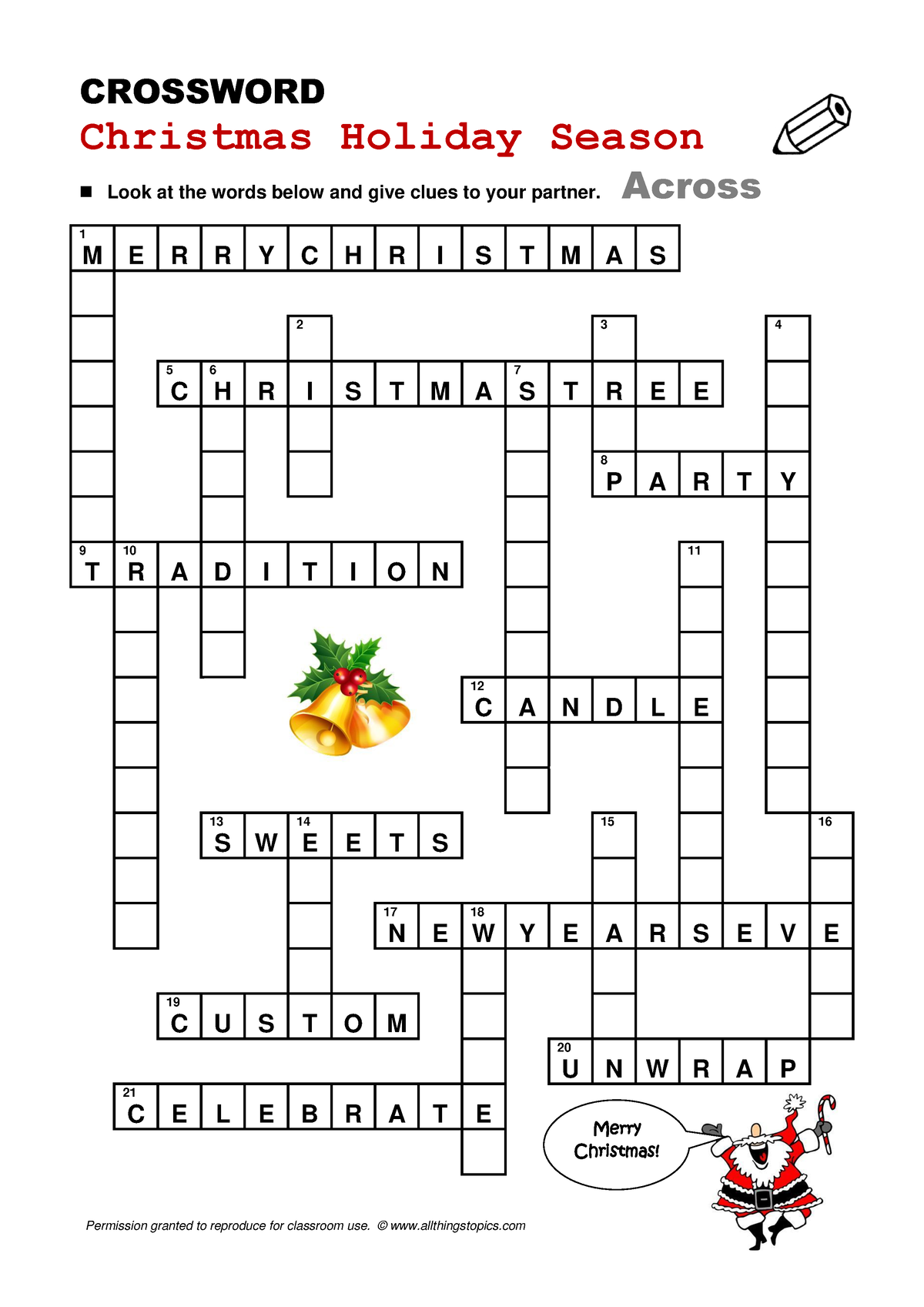 Crossword christmas 2 CROSSWORD Christmas Holiday Season Look at the
