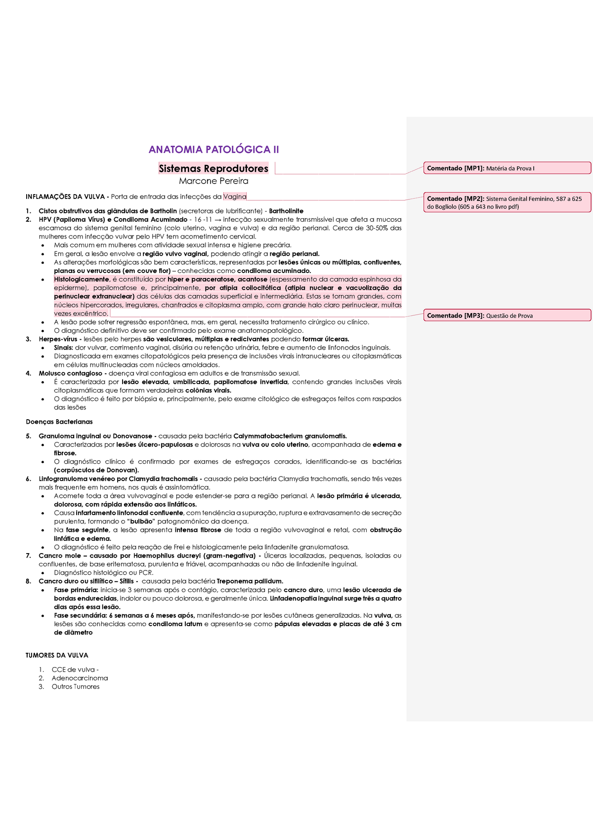 Anatomia Patológica Ii Resumos Provas Anatomia PatolÓgica Ii Sistemas Reprodutores Marcone 0638