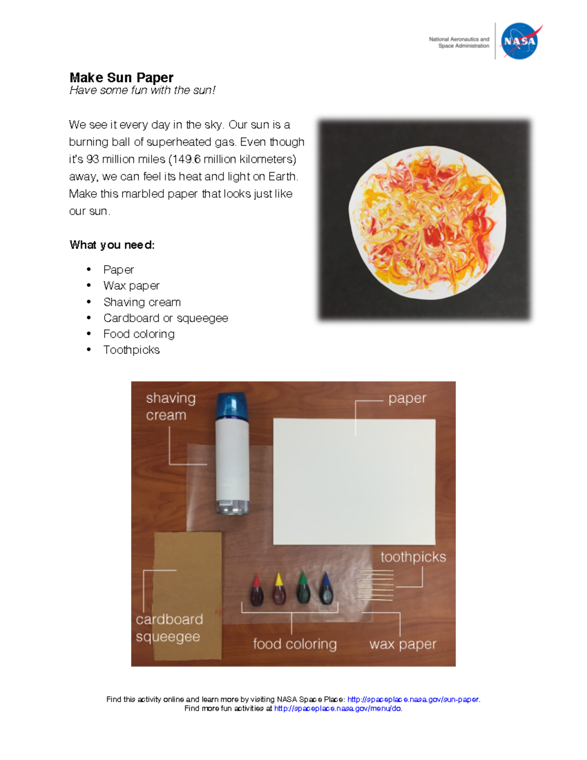 Make Sun acPaper - Find this activity online and learn more by visiting ...