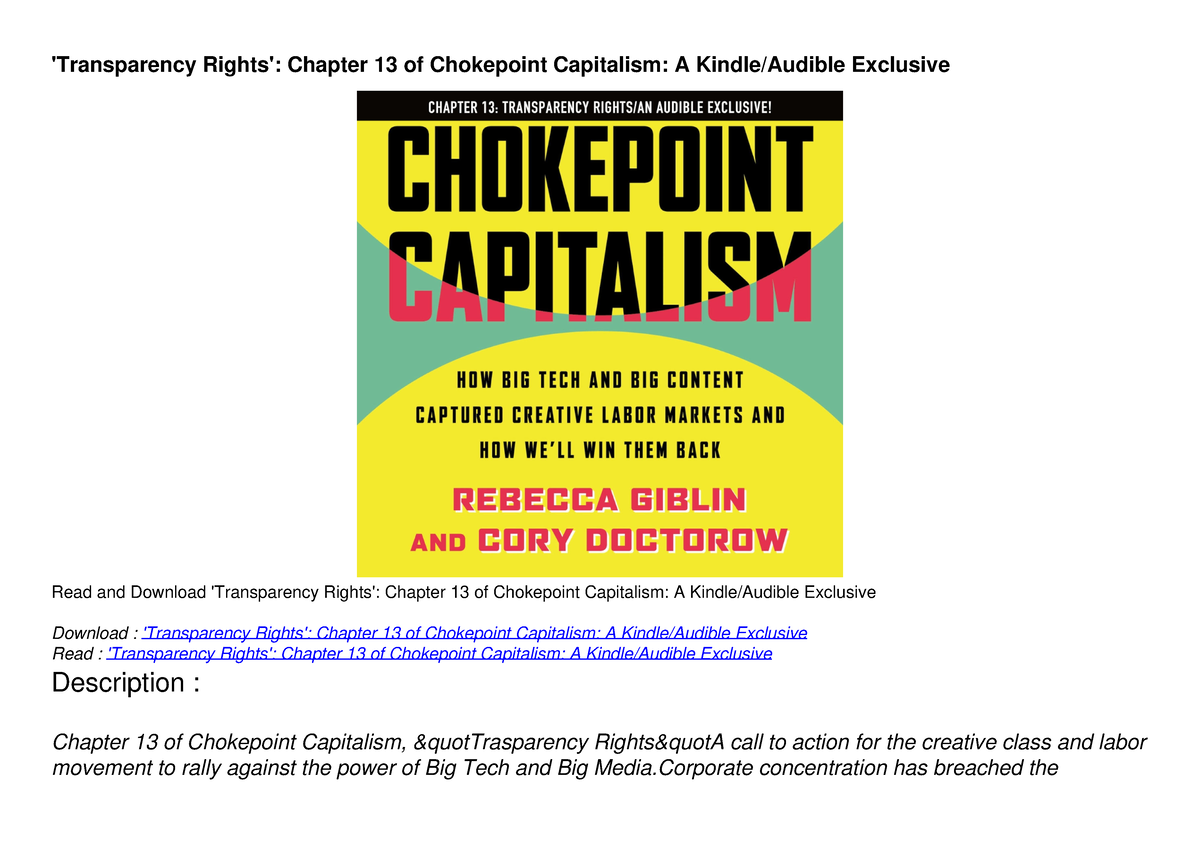 Download Book [PDF] 'Transparency Rights': Chapter 13 Of Chokepoint ...