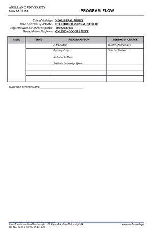 OSA SARF A3 Risk Management Plan - ARELLANO UNIVERSITY OSA SARF A3 RISK ...