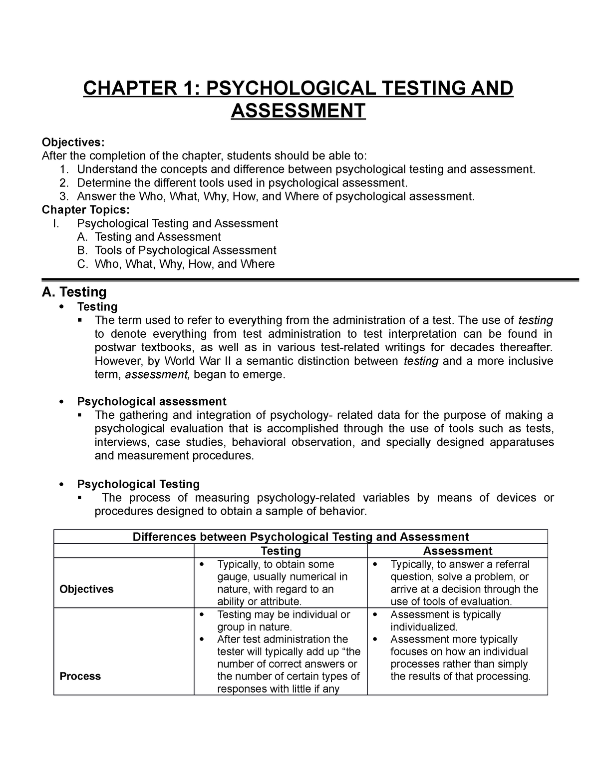 Chapter 1- Psychological Testing And Assessment - CHAPTER 1 ...