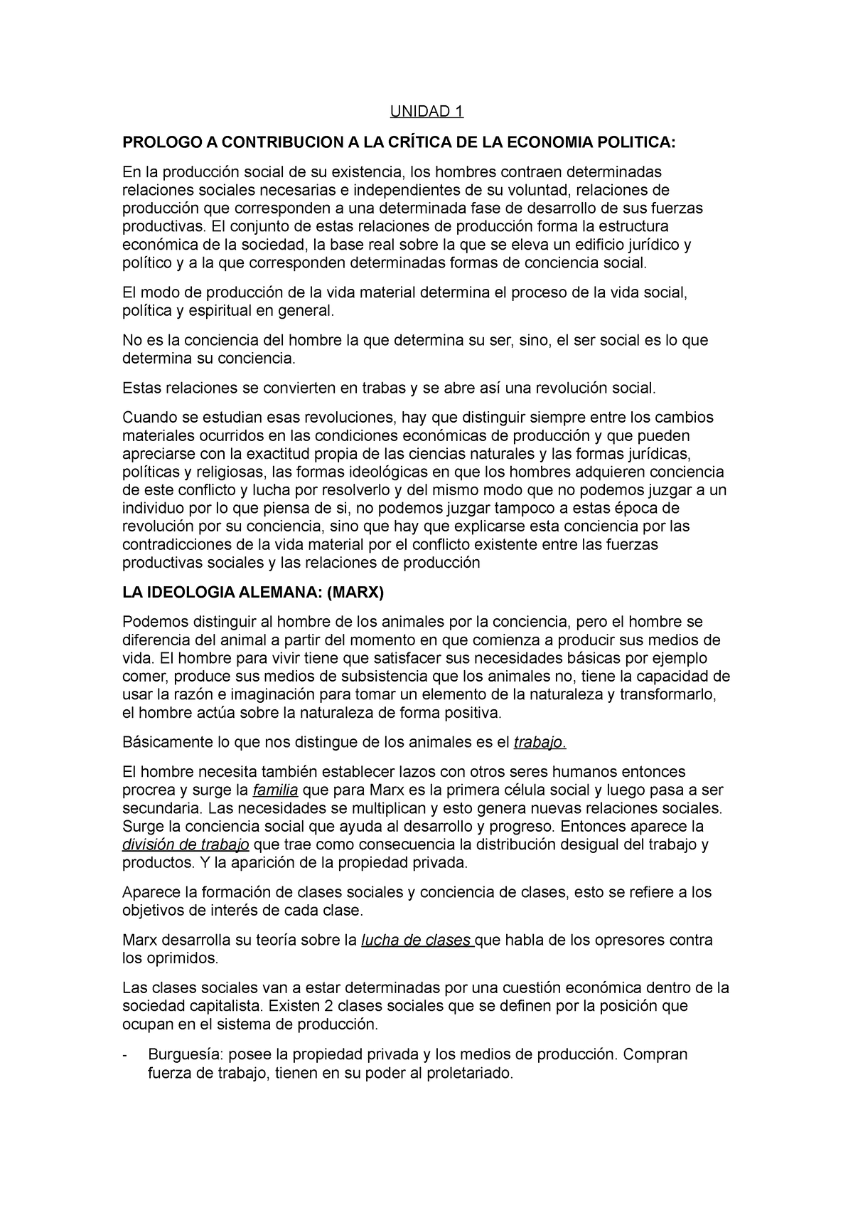 Final de teoria social y del estado - UNIDAD 1 PROLOGO A CONTRIBUCION A ...