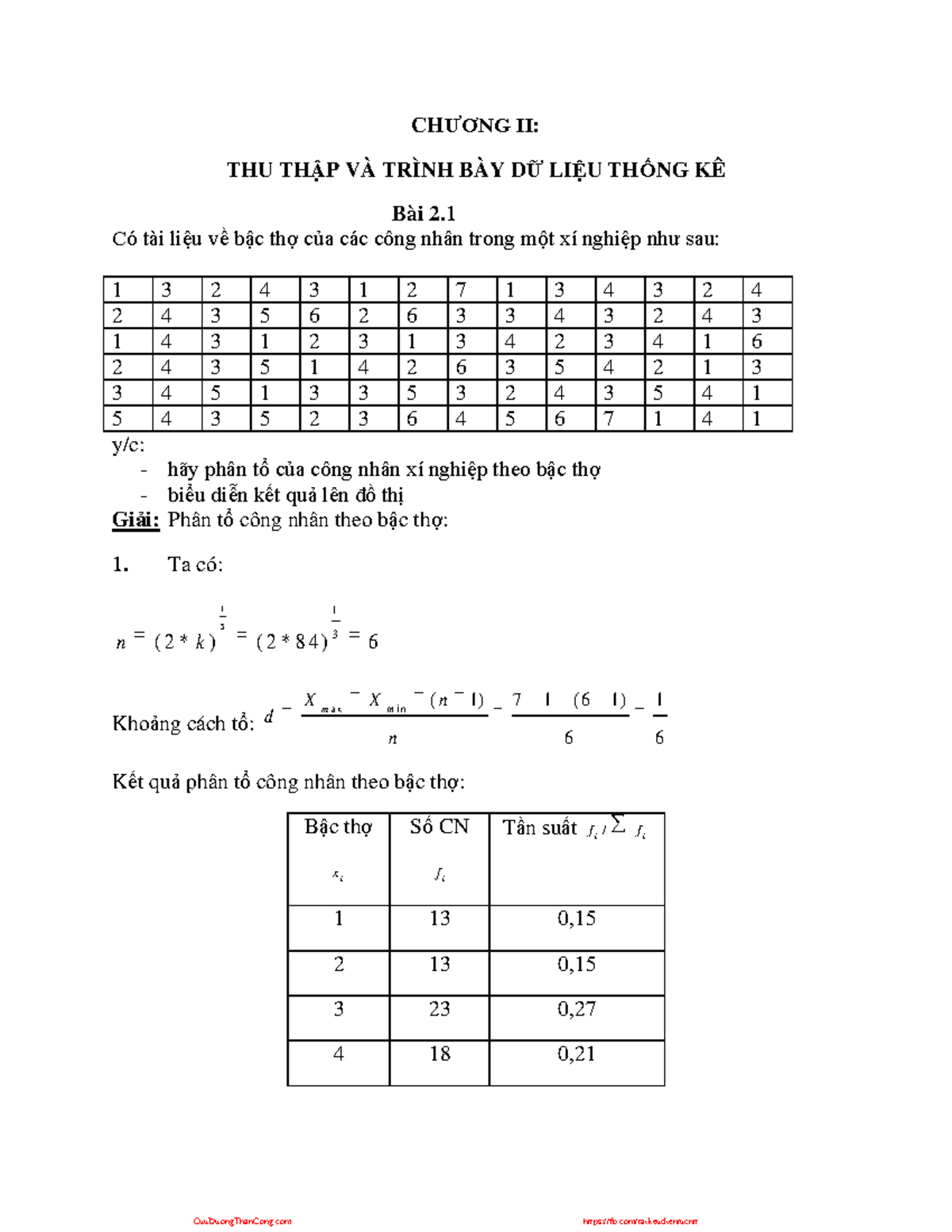 Nguyen-ly-thong-ke bai-tap-nltk - [cuuduongthancong - CH£¡NG II: THU ...