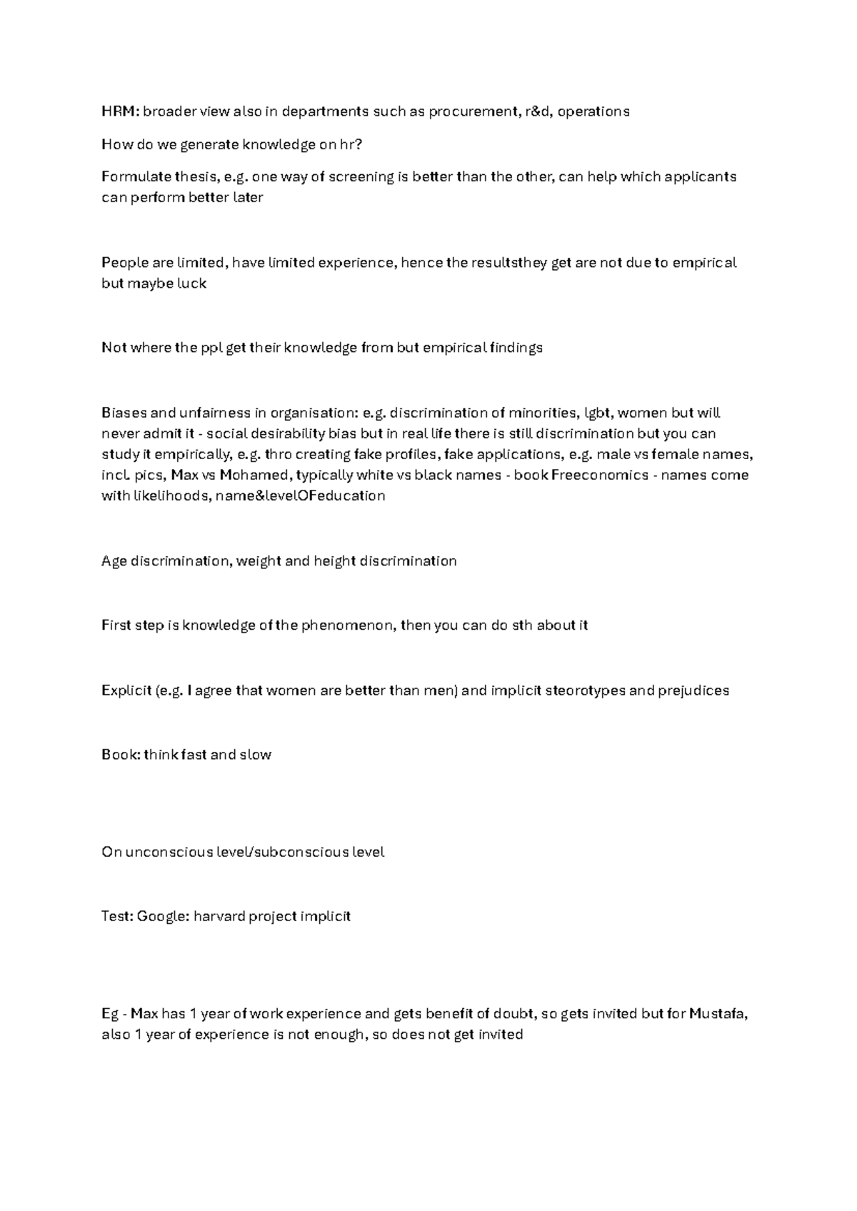 Human Resource Management Notes to the Lecture - HRM: broader view also ...