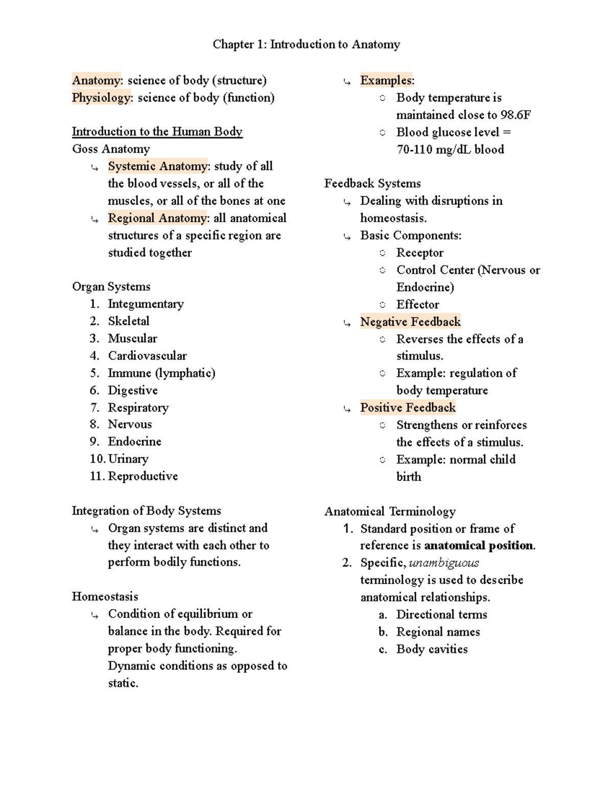 Chapter 1 (Anatomy) - Chapter 1: Introduction To Anatomy Anatomy ...