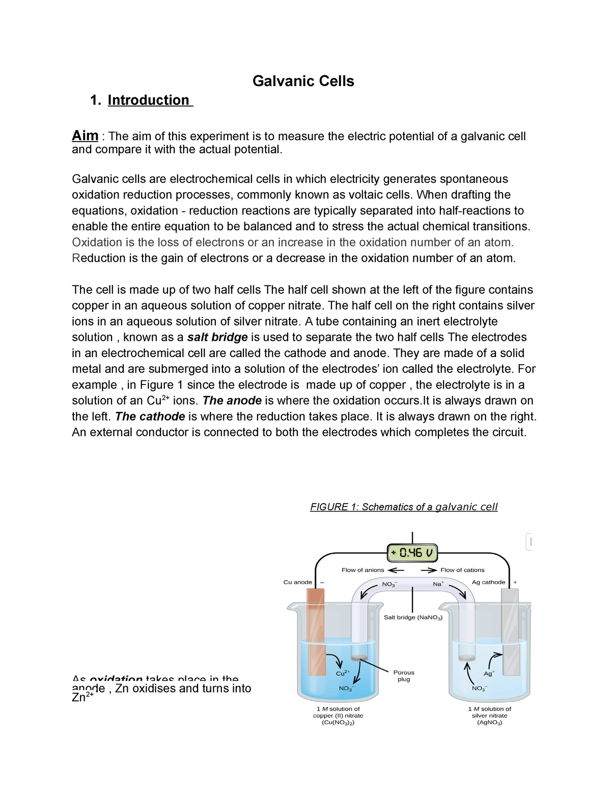 galvanic cell experiment lab report