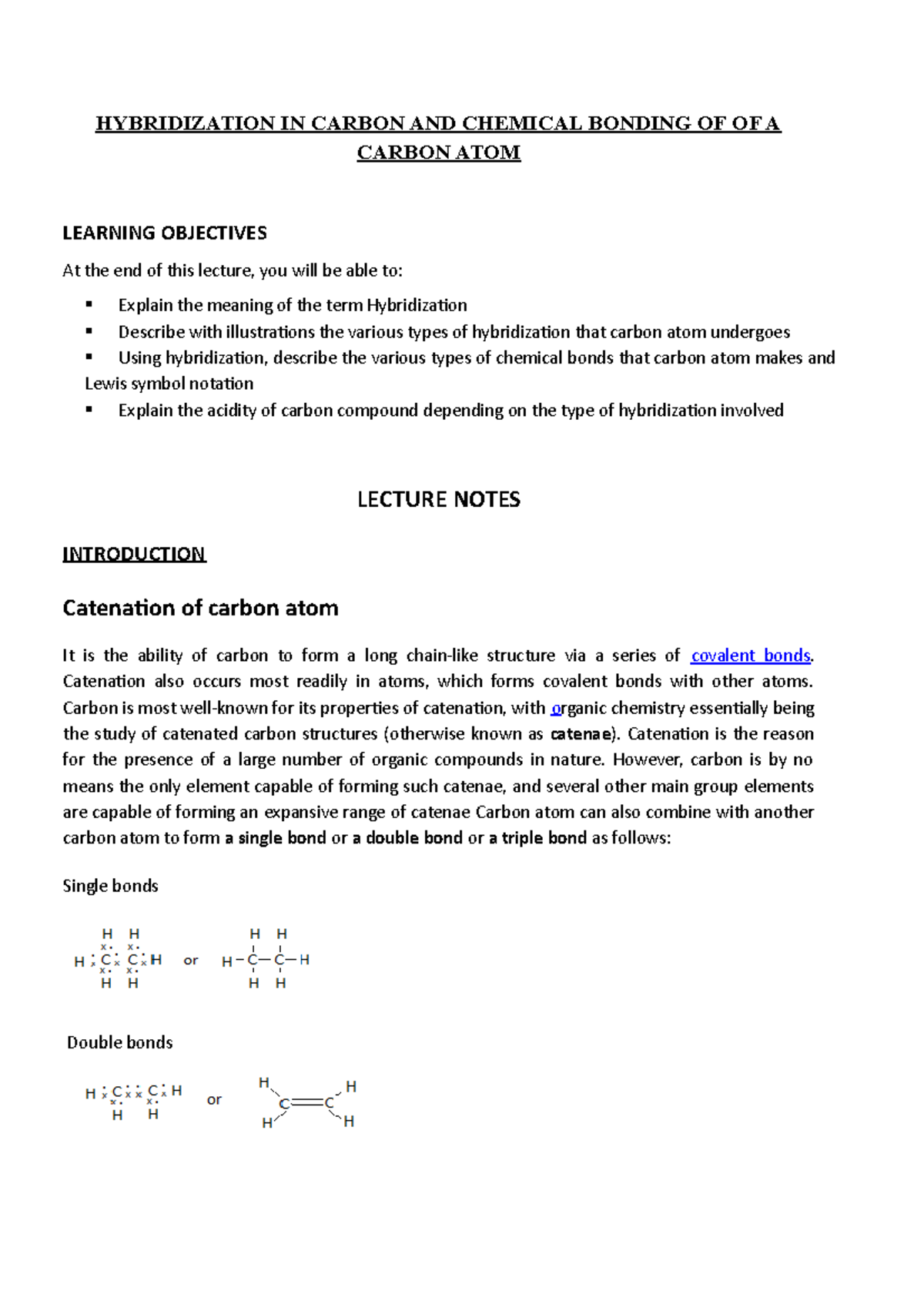 Hybridization IN Carbon AND Chemical Bonding - HYBRIDIZATION IN CARBON ...