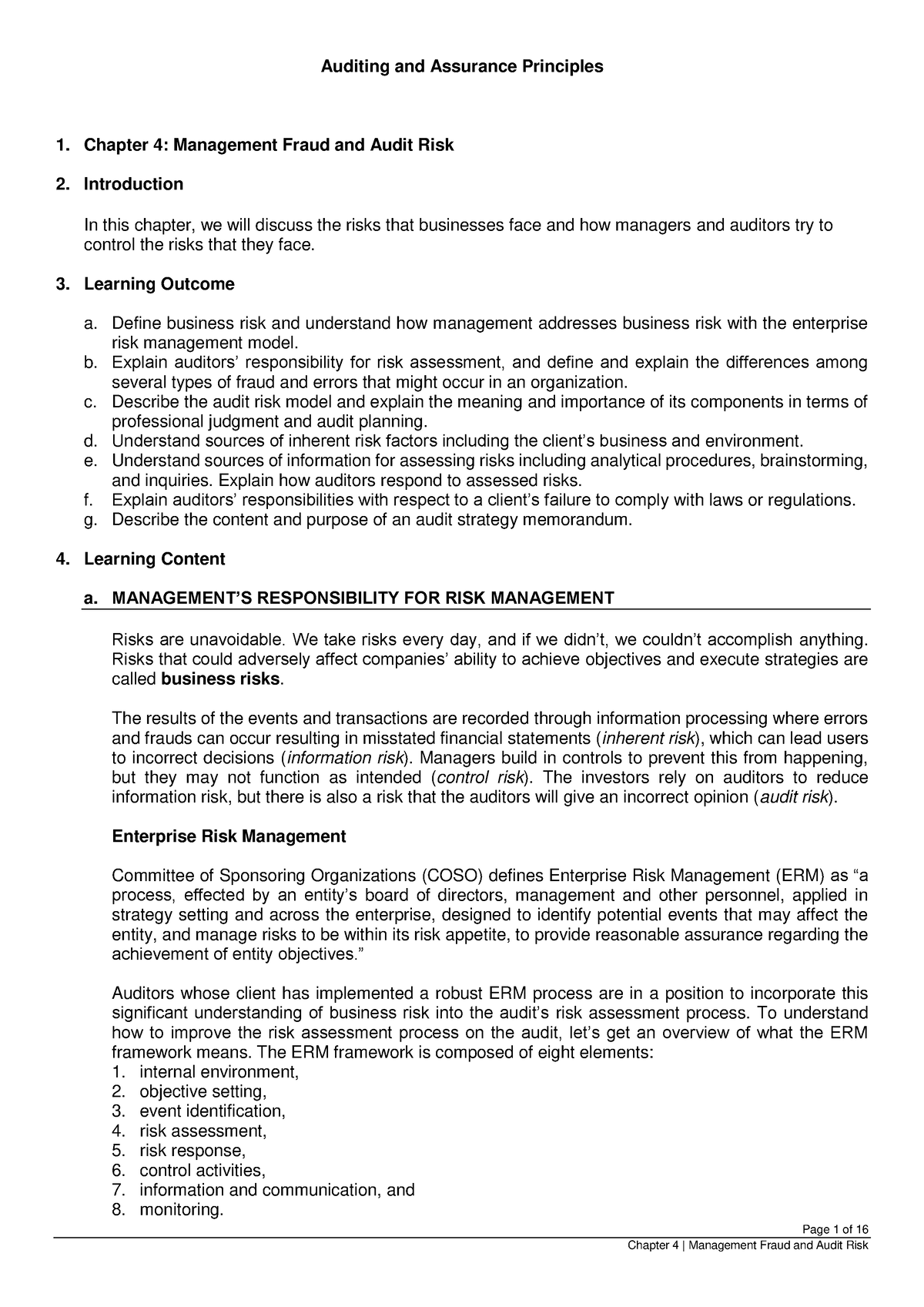 Audit-Theory Module Chapter-4 - Page 1 Of 16 Auditing And Assurance ...