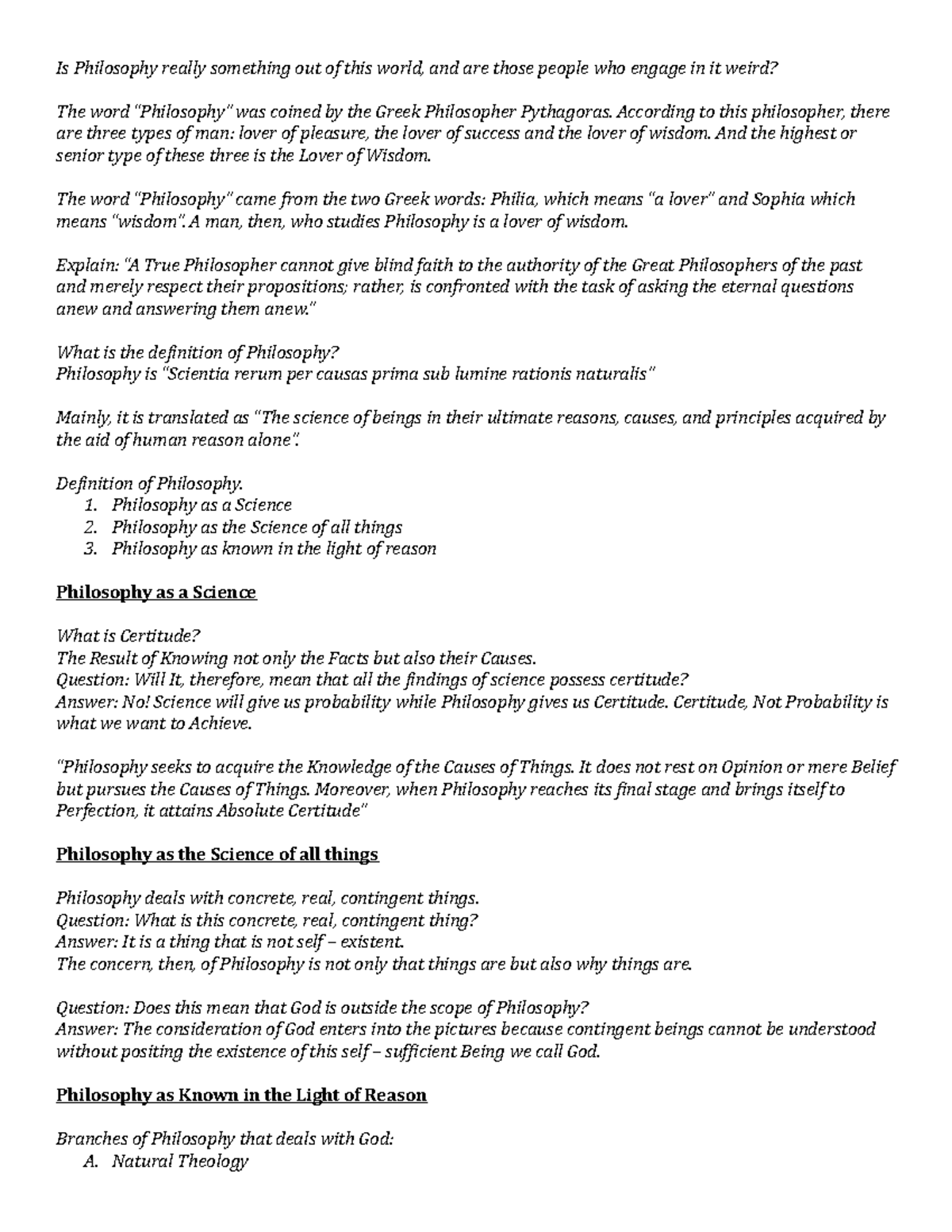 Lecture in Philo 1 - INFORMATIVE - Is Philosophy really something out ...
