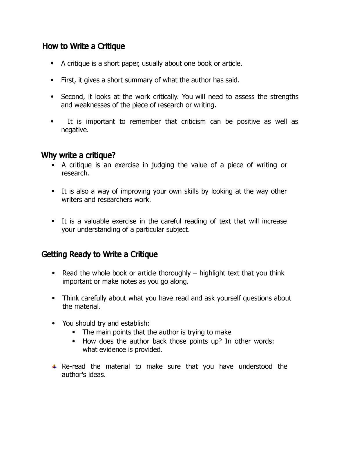 writing group critique guidelines