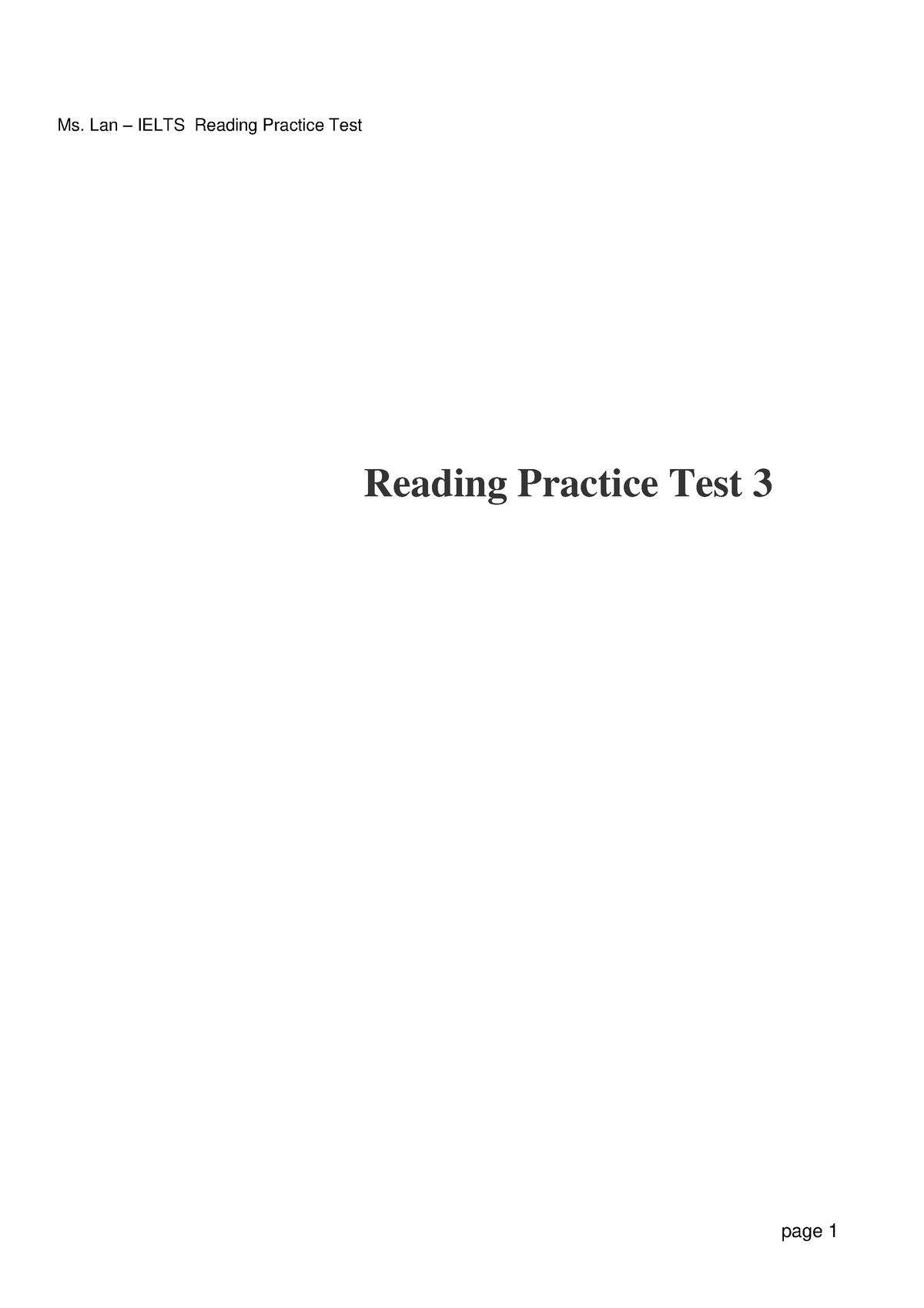 Readingpractice -test - Reading Practice Test Reading Passage 1 You ...