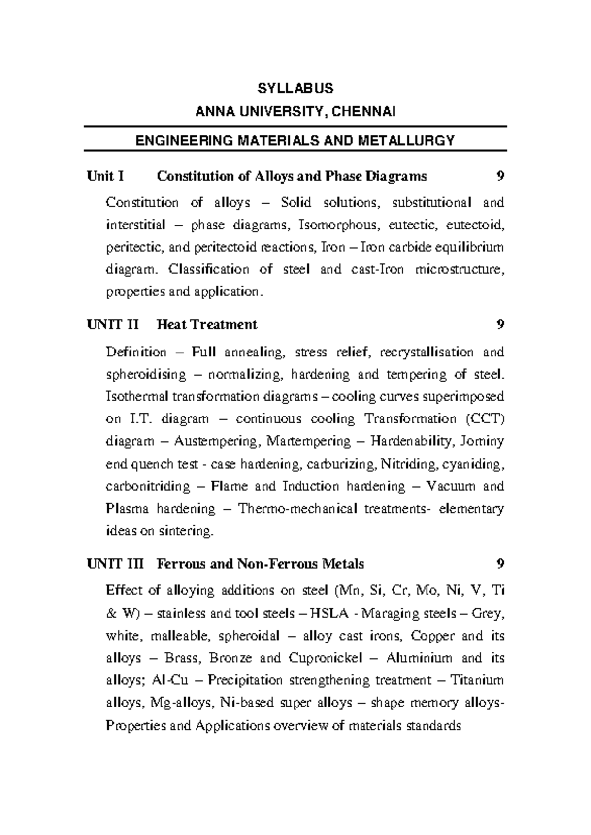 Engineering Materials and Metallury Syllabus - SYLLABUS ANNA UNIVERSITY ...