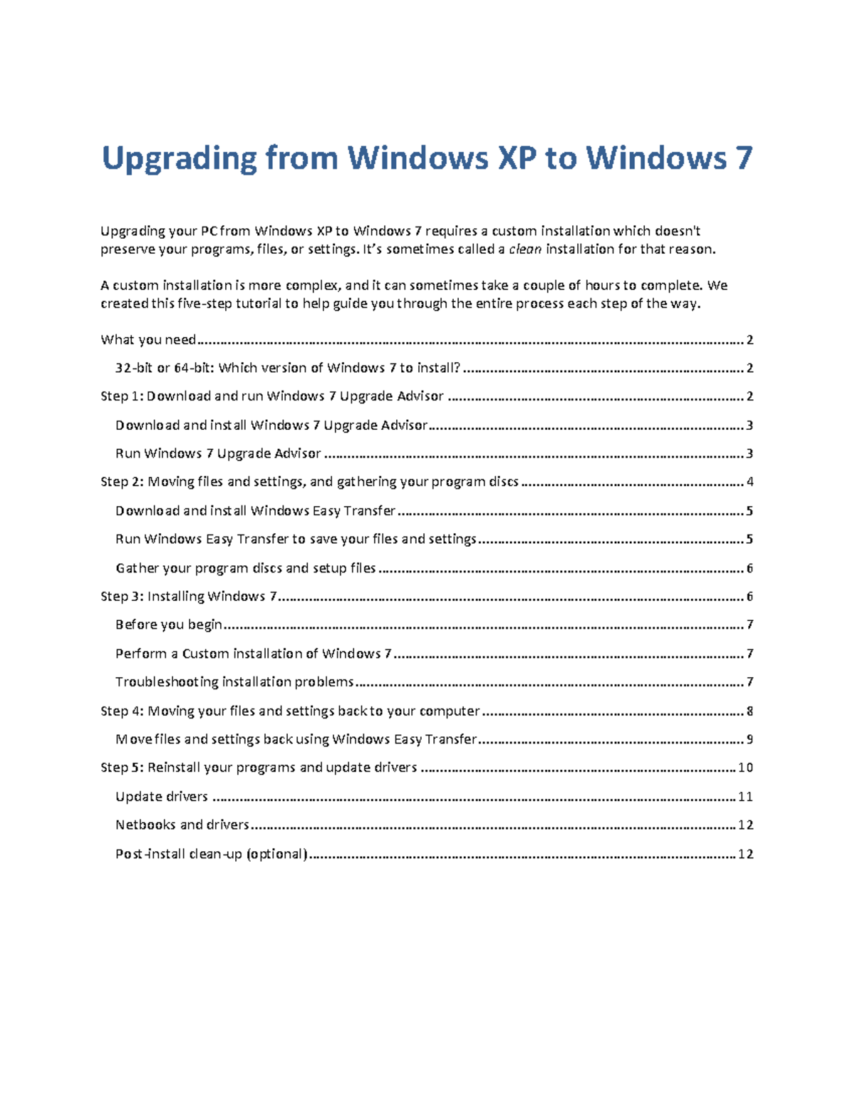 Upgrading from Windows XP to Windows 7 - Upgrading your PC from Windows ...