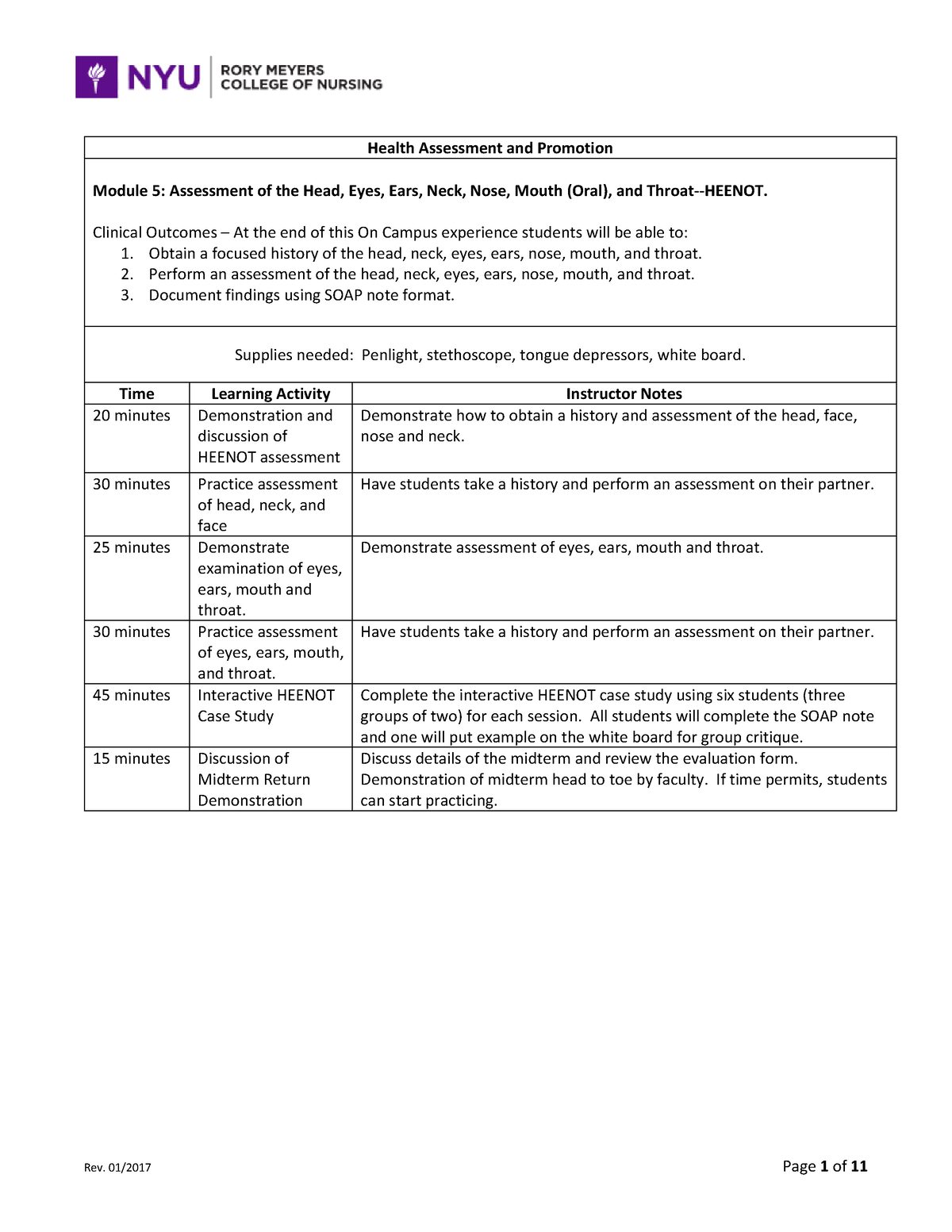 hap assignment checklist