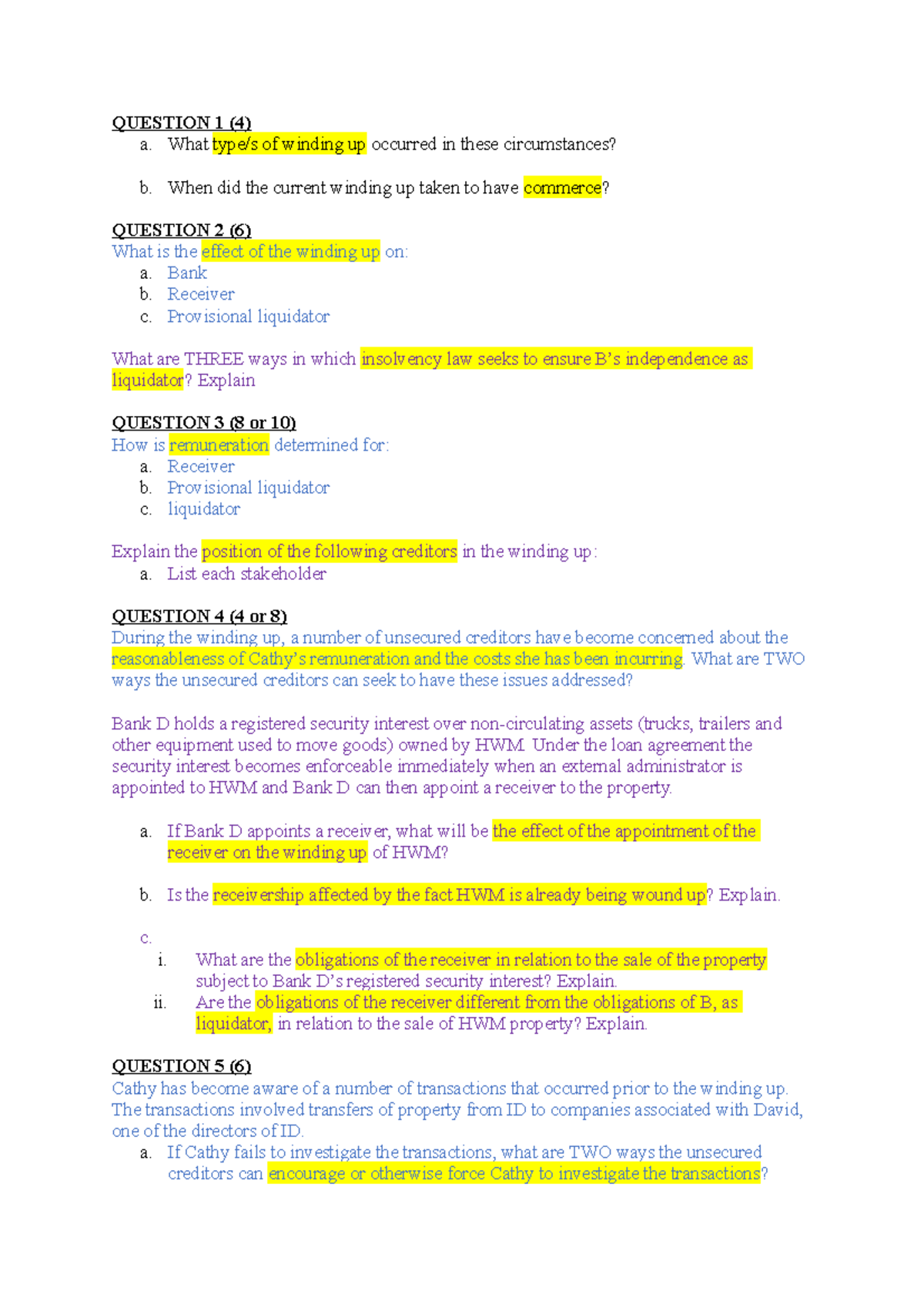 2202 exam scaffold QUESTION 1 (4) a. What type/s of winding up
