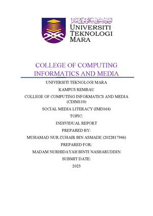 IMD161 INDIVIDUAL ASSIGNMENT 2024 - COLLEGE OF COMPUTING, INFORMATICS ...
