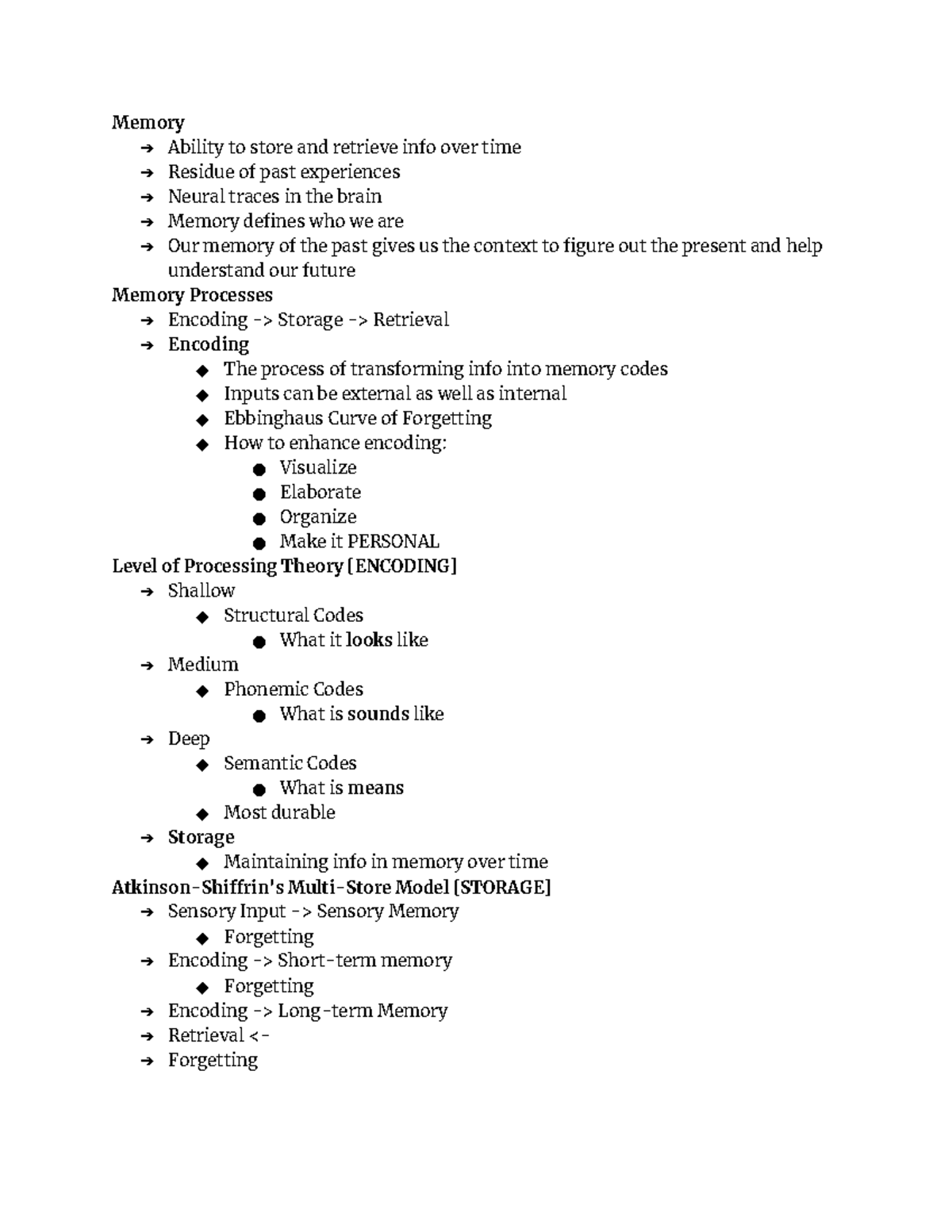Chapter Seven - PSYC 1020 - Memory Ability to store and retrieve info ...